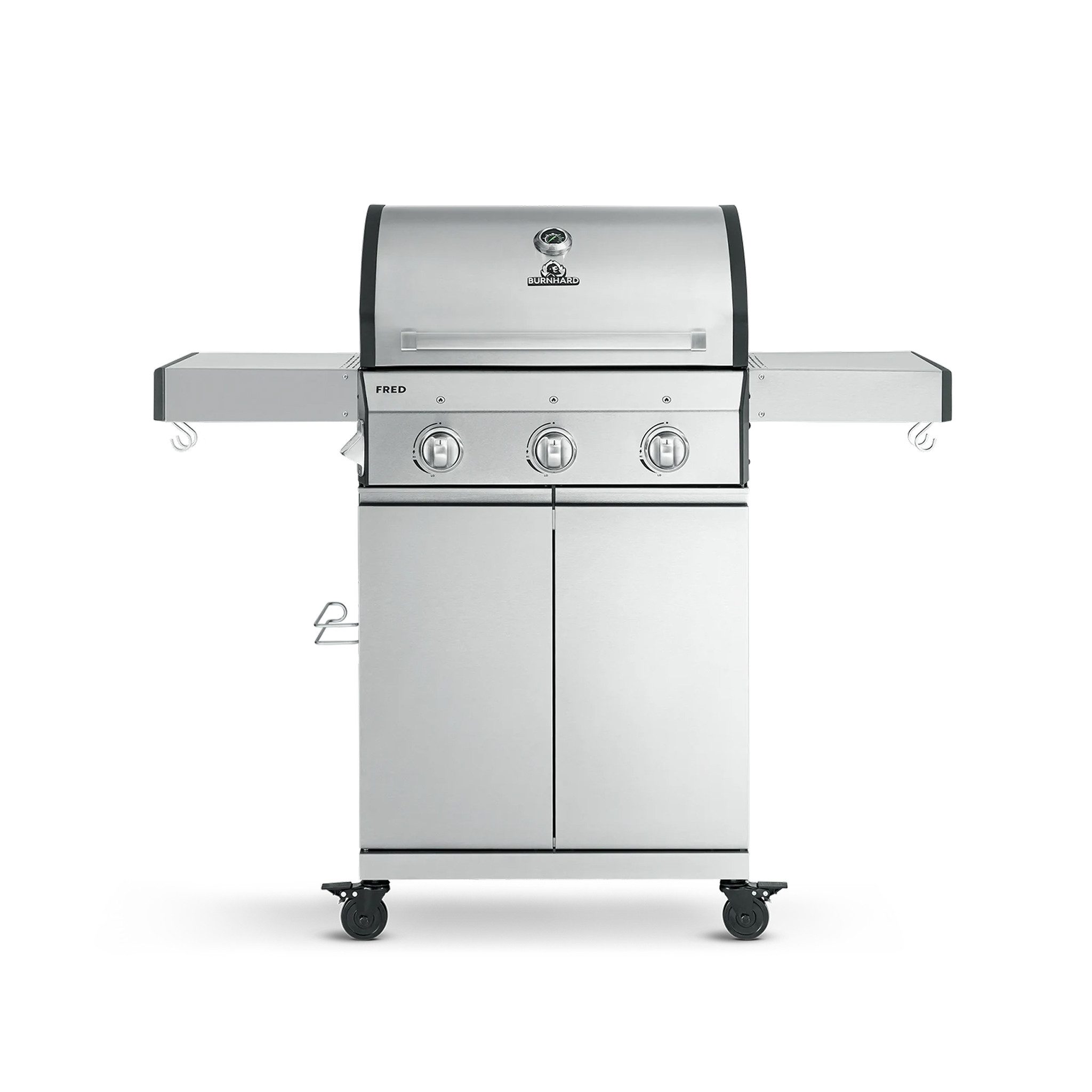 BURNHARD® Gasgrill FRED, 3-Brenner Gasgrill, Basic - Series 3, Series 3, 10,5 kW, Gusseisenrost - Basic Edelstahl