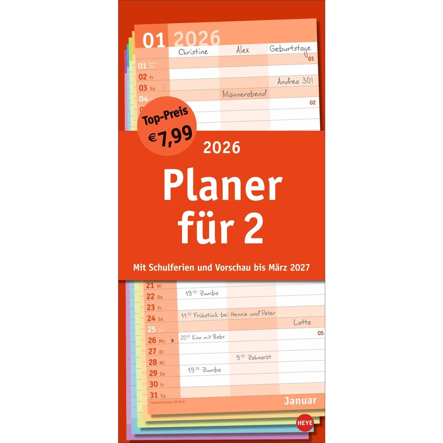 HEYE Wandkalender Basic Planer für zwei 2026