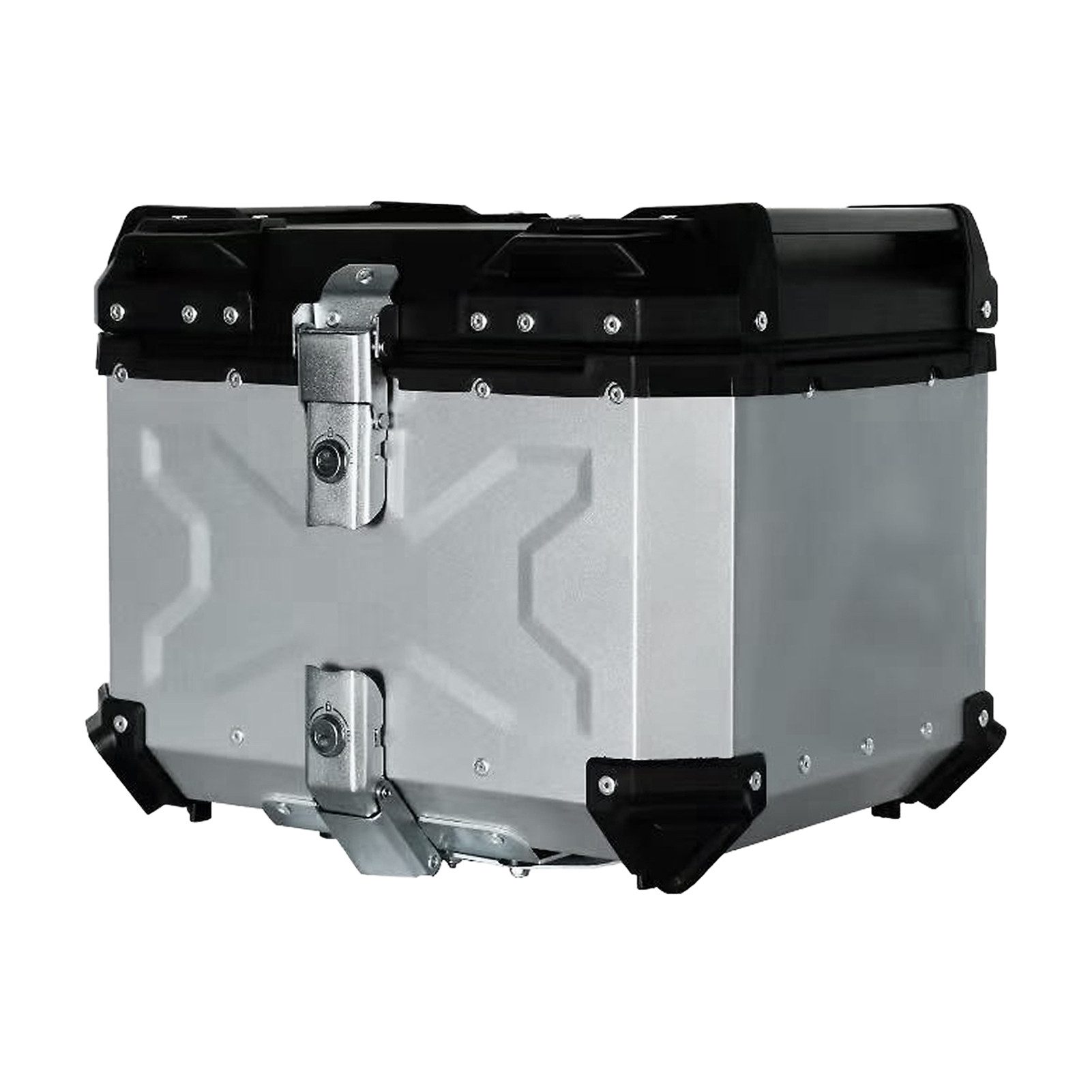 GARRYFIZH Topcase 65L Topcase Motorrad Motorradkoffer Topcase, 62*47*40cm Aluminiumlegierung 2 Schlüssel Silber