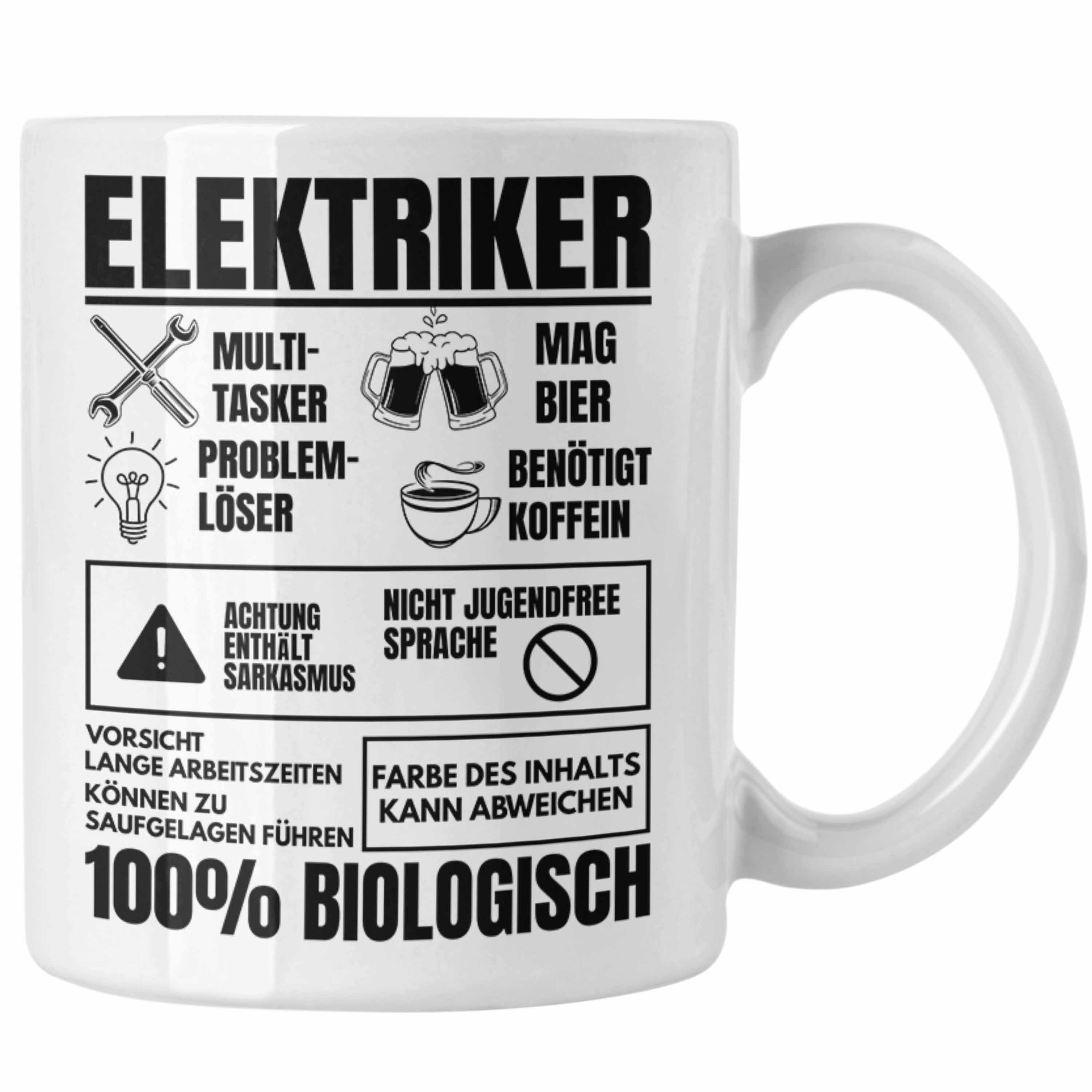 Elektromeister Lustiger Geschenk Tasse Trendation Tasse Spruch Weiss Multitasker - Trendation Männer Geschenkidee Elektriker