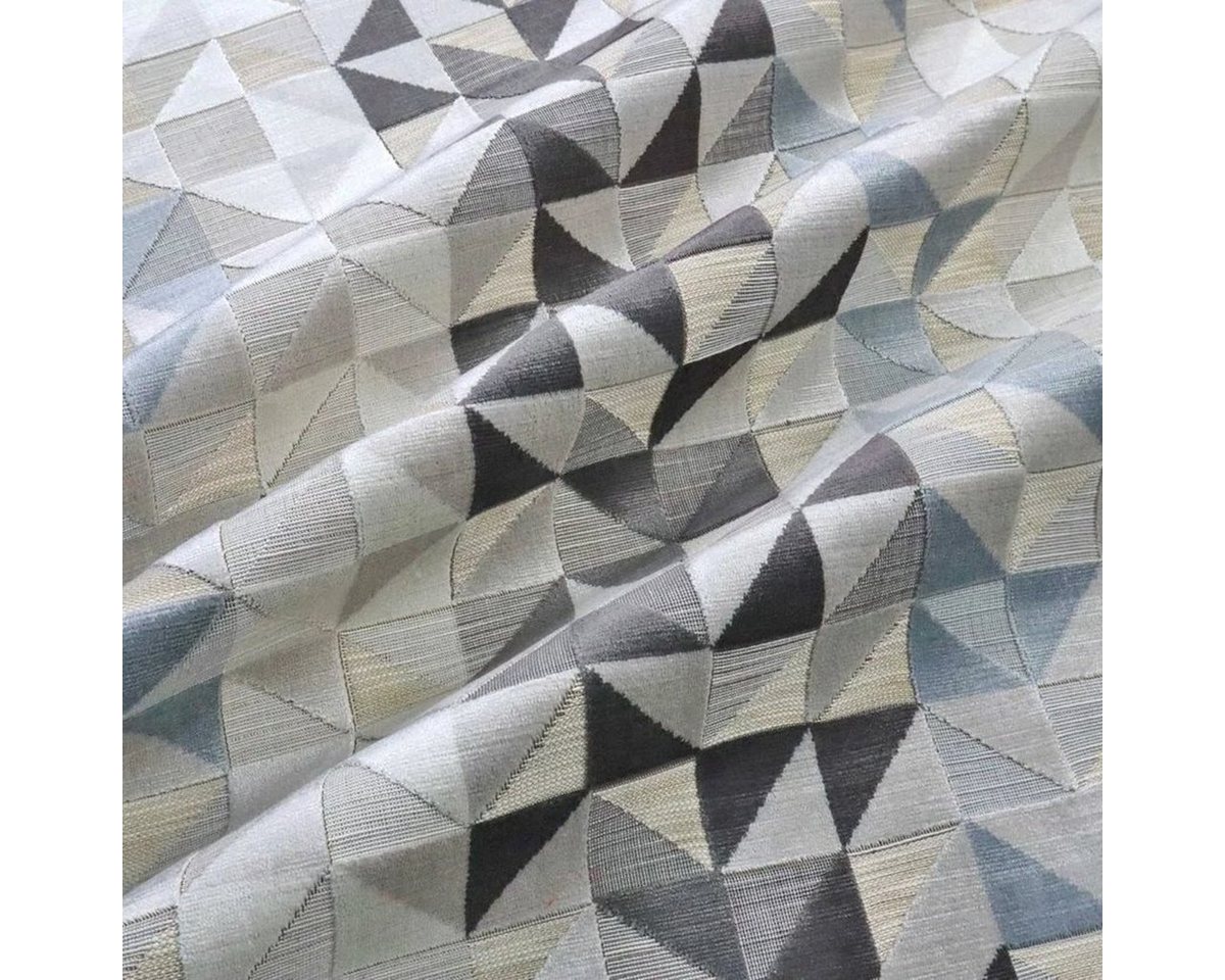 Thumbnail - Stofferia Stoff Polsterstoff Samt Jacquard Cubage Grau, Breite 140 cm, Meterware
