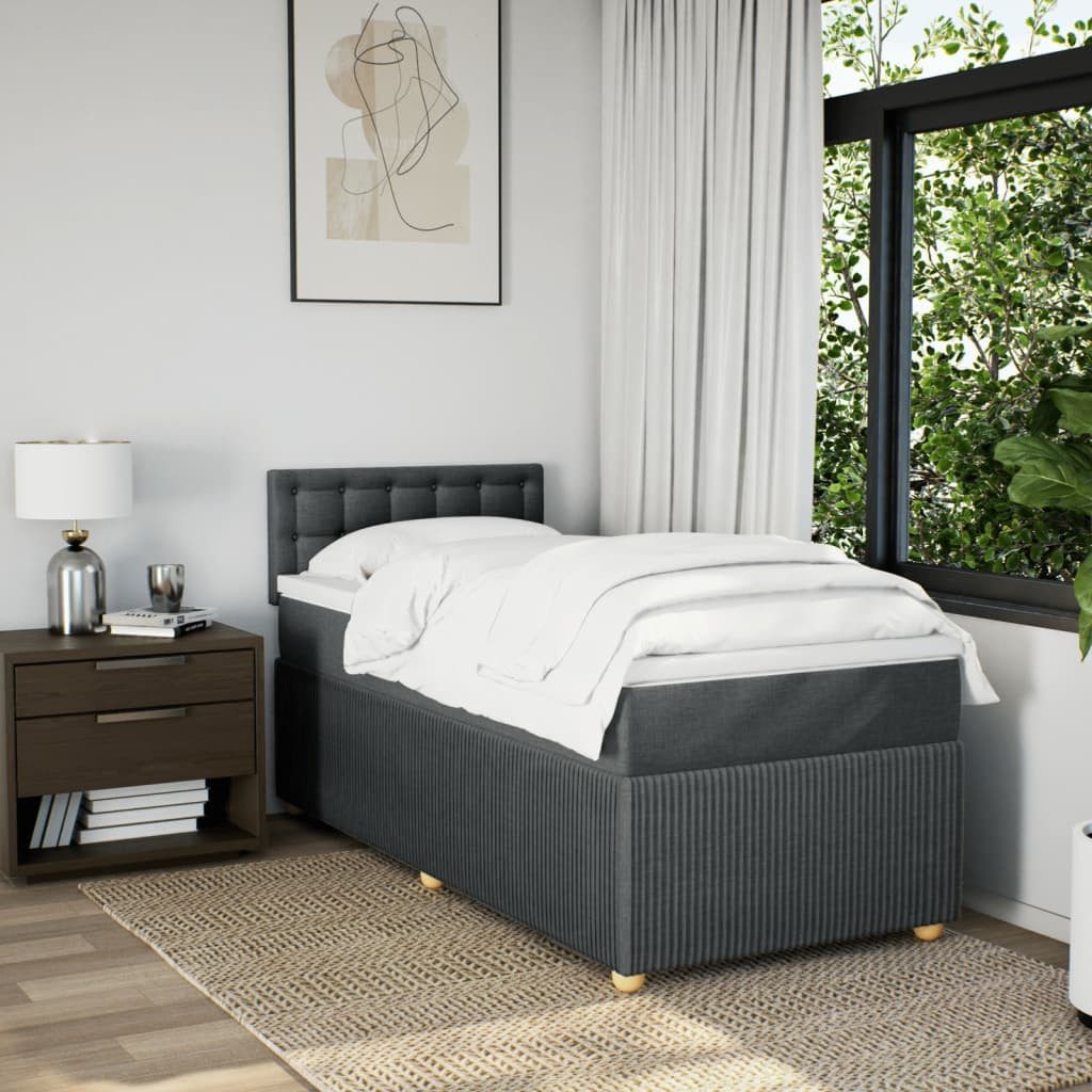 vidaXL Bett Boxspringbett mit Matratze Dunkelgrau günstig online kaufen