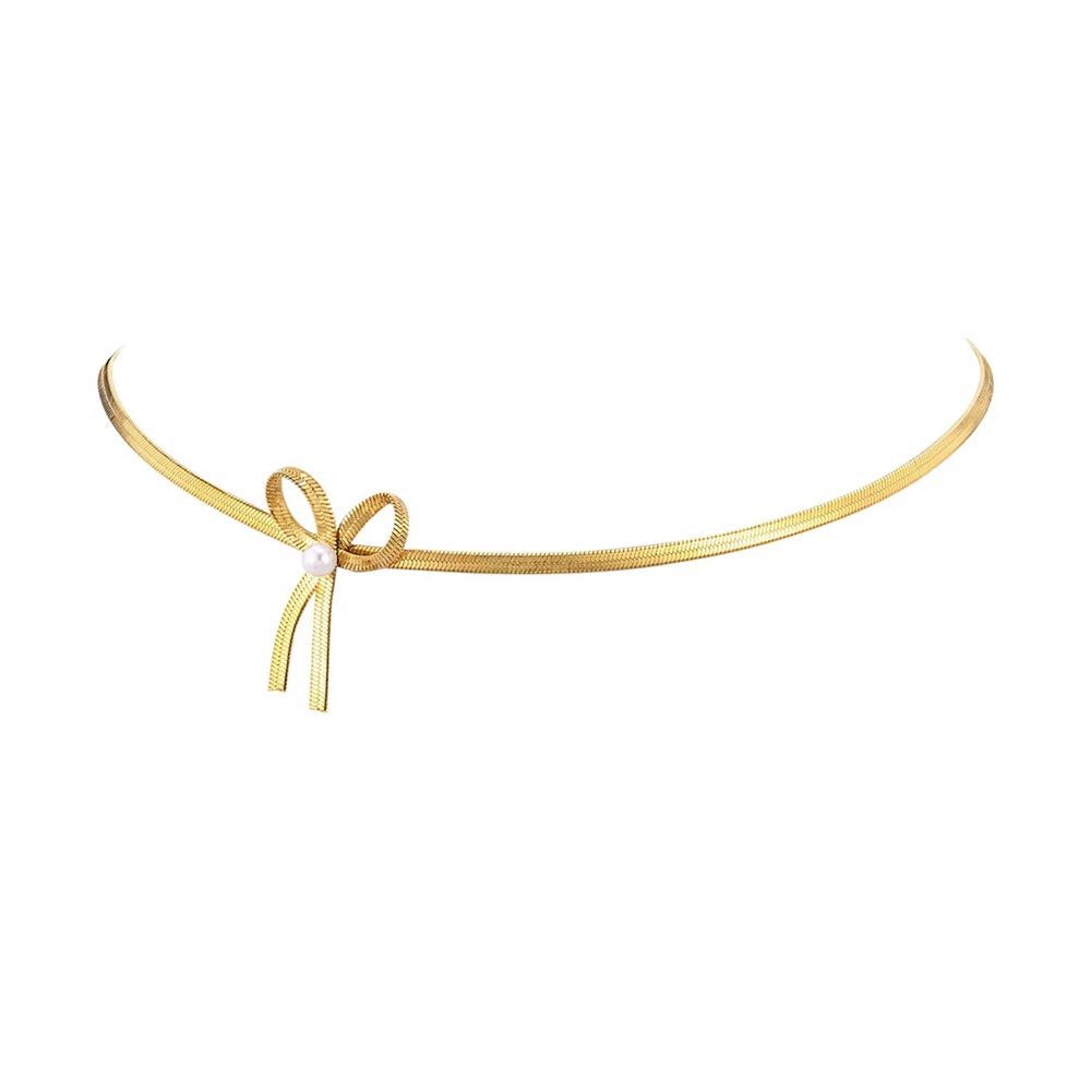 Order & Smile Schmuck Choker Choker Kette gold: Edelstahl Halskette mit Sch günstig online kaufen