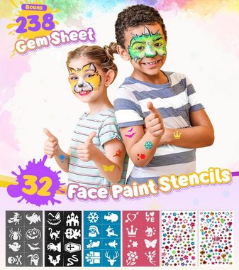 POPOLIC Schmink-Set Kinderschminke Set - 17 Farben Schminke Kinder Erwachsene, 1-tlg., Gesichtsfarbe Kinderschminken