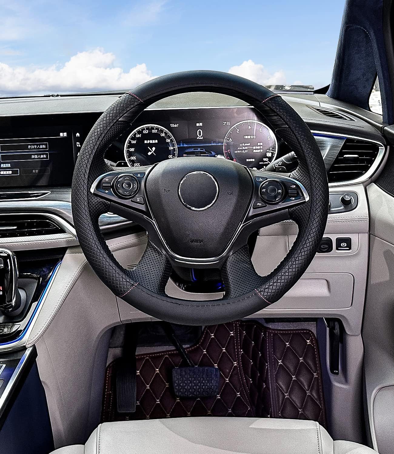 SinLaw Steering Wheel Cover 15'' Car Steering Wheel Protector Steering Wheel Cover Heavy Duty Anti-Slip, Ø 38.00 - 38.00 cm, (1-piece), Universal Steering Wheel Cover, Steering Wheel Sleeve