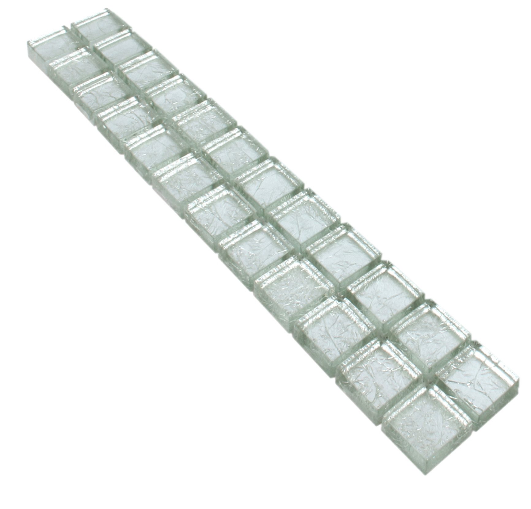 Mosafil Mosaikfliesen Glasmosaik Fliesen Bordüre Frederick Silber, Glas 30.000x4.800, silber, Verlegefertig auf ein Netz geklebt - Wasserfest