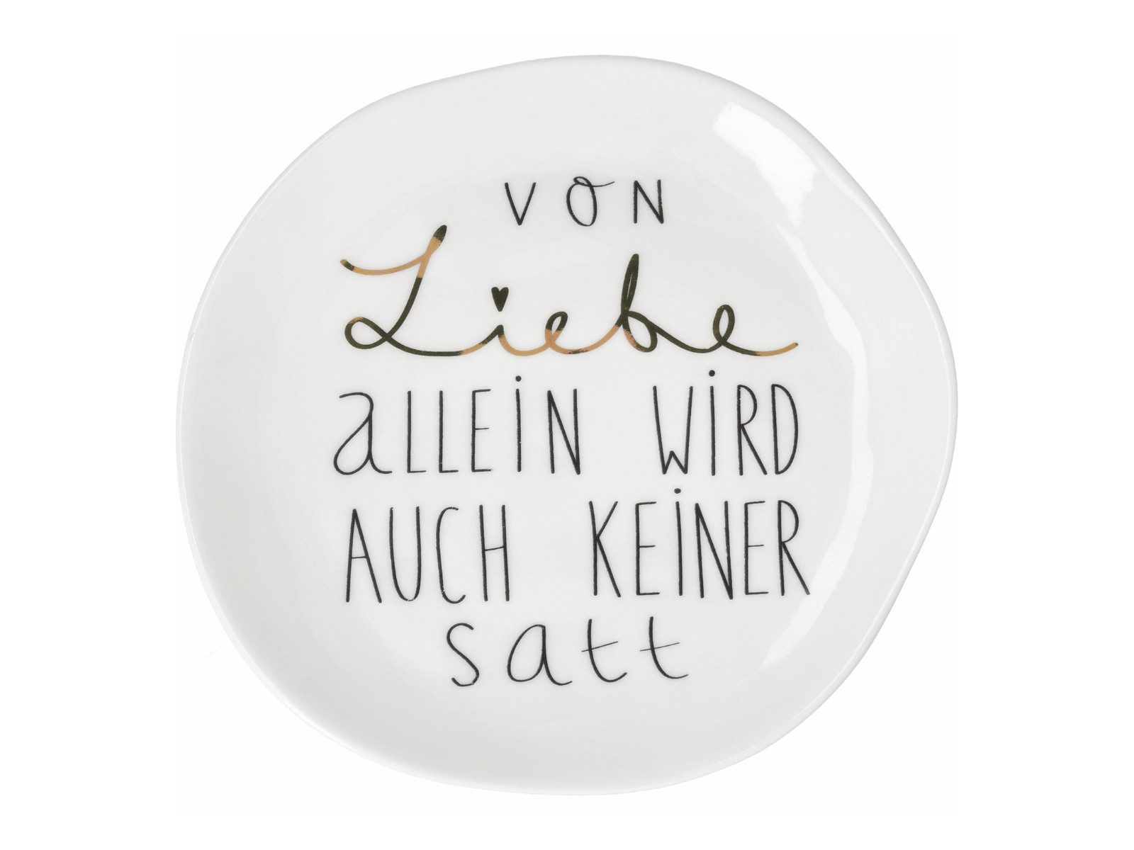 räder design stories Servierteller Mix & Match Teller klein Von Liebe allein weiß 14cm, Porzellan, (Snackteller)
