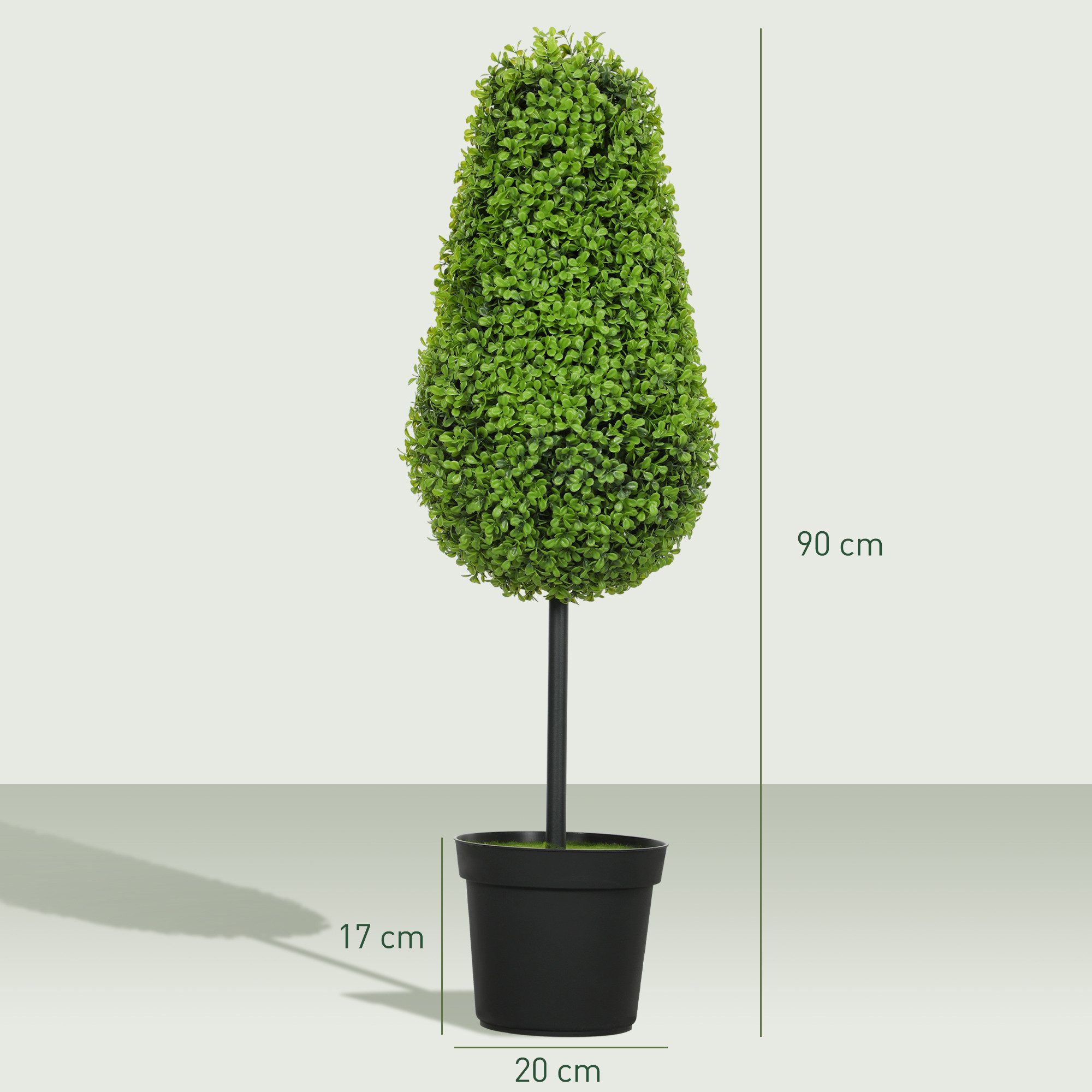 Kunstpflanze 2er Set Kunstbaum, Fake Plant wie echt, mit UV Schutz Buchsbaum, HOMCOM, Höhe 90 cm, für Wohnzimmer Schlafzimmer Büro Garten Moderne Dekoration