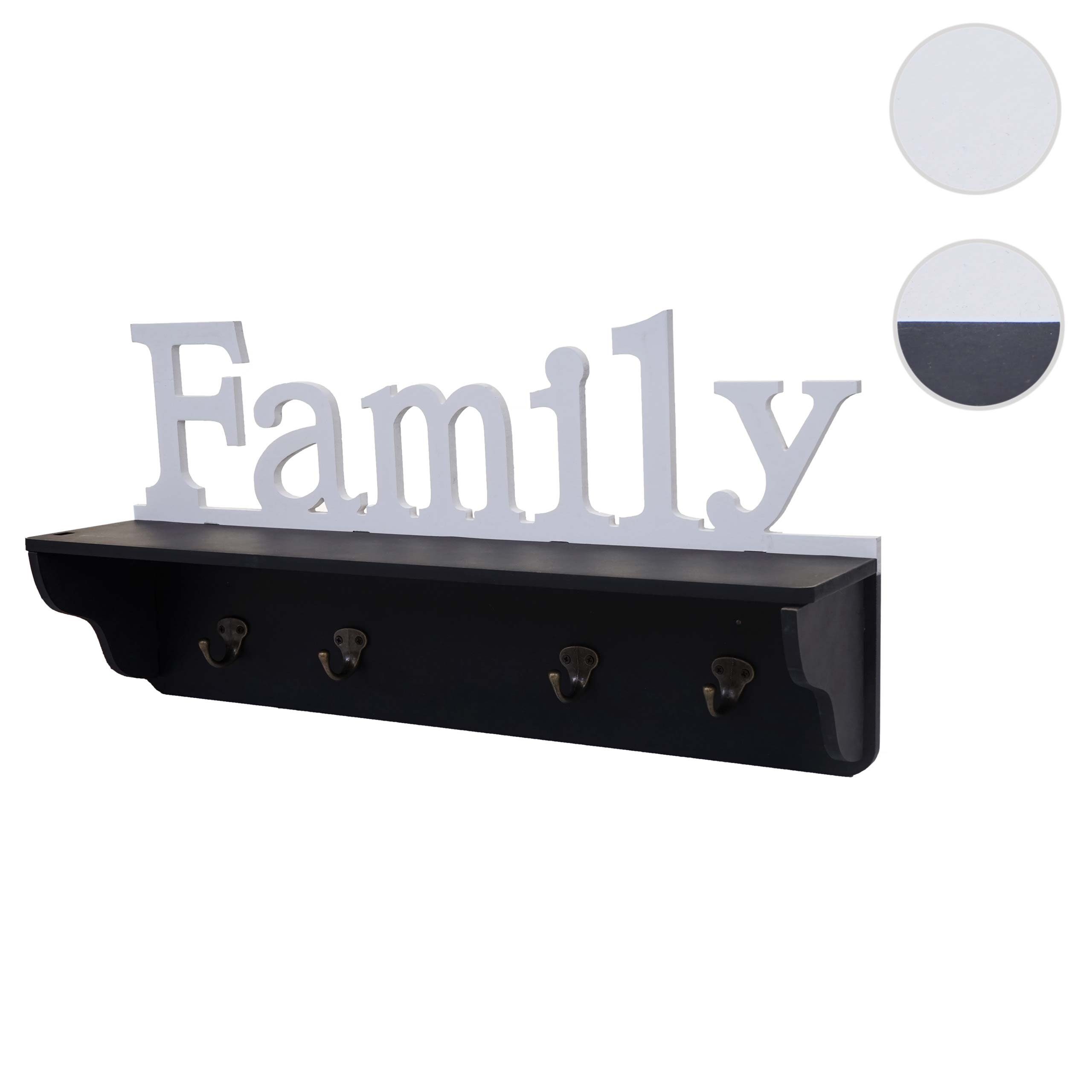 MCW Garderobenpaneel MCW-D41-f, Ablagefläche, 4 Haken, Kleiderhaken individuell anbringbar