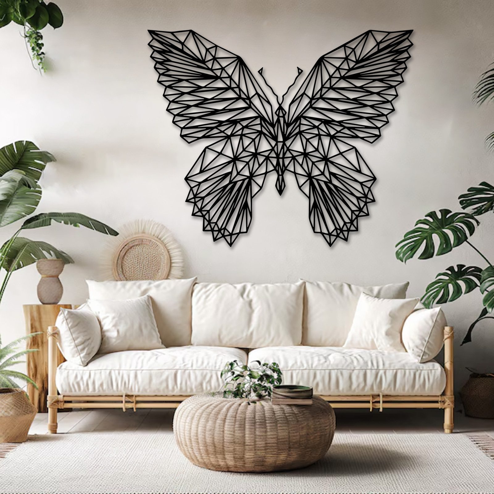 Jumpeak Wanddekoobjekt Schmetterling Metall Wanddekoration, Tiere, Kunst, Metall, Hergestellt aus Metall,Schwarz,Weiß,2 Größe