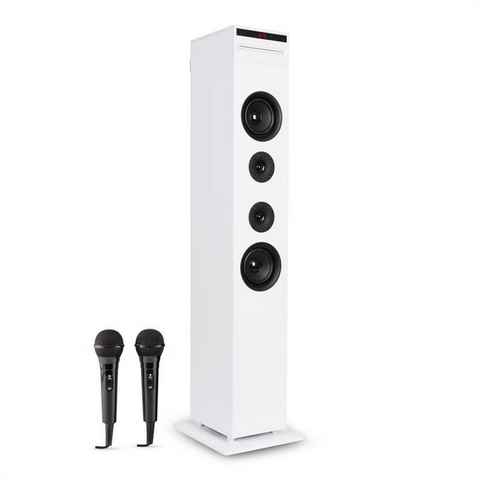 Auna Karaboom CD Karaoke-Turm weiß Party-Lautsprecher (Bluetooth, 40 W)