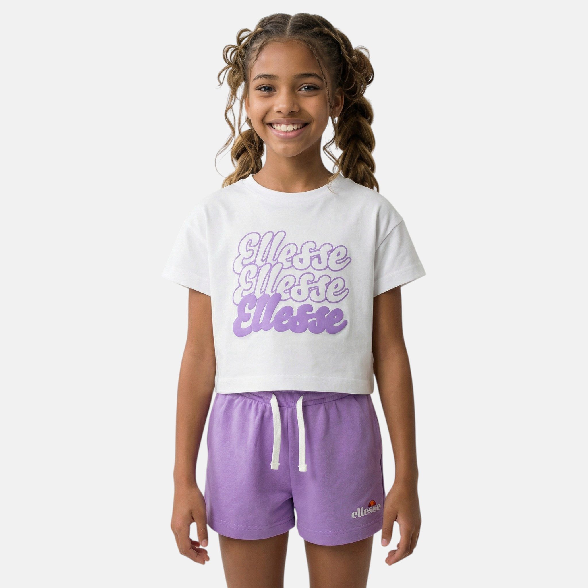 Ellesse Hose & Shorts ellesse Mädchen Sport-Set: 2 Crop-Shirts & Shorts, lila Gr. 128-164 (Set, 3Teile: Shorts+2Shirts) – Bild 4 von 5