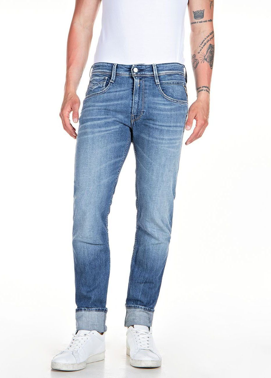 Replay Slim-fit-Jeans Anbass medium washed blue