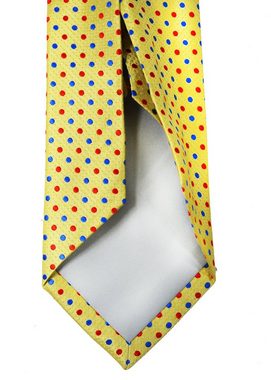 Paul Malone Krawatte 7-Fold Seidenkrawatte Schlips modern elegant 100% Seide gepunktet (Set, 2-St., mit Einstecktuch) gelb rot blau S14112-46