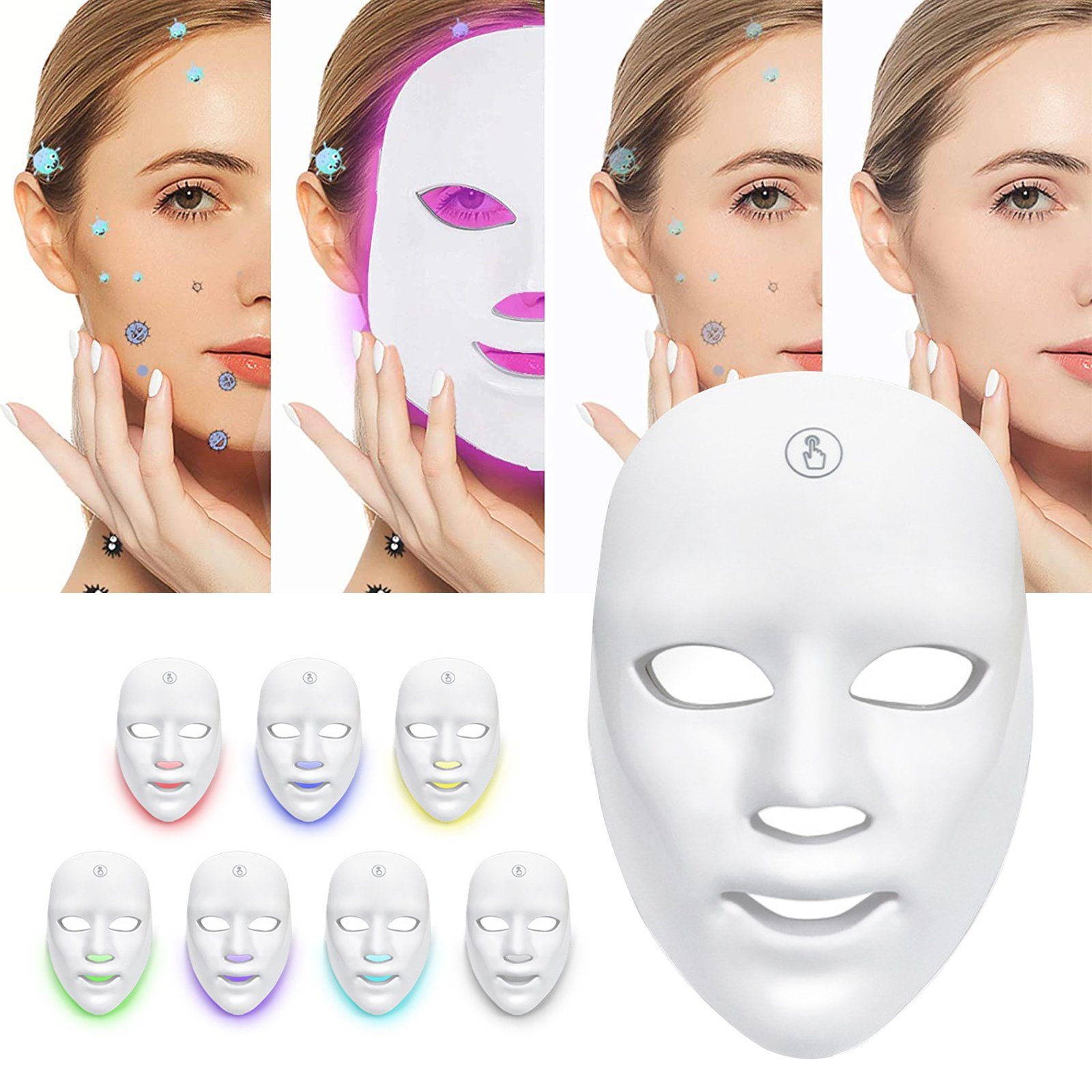 1-tlg., auf, Fettgehalt die Gesichtsmaske Haut hellt LED-Farb-Schönheitsmaske, und aus LED-Lichttherapie-Maske, TWSOUL Verjüngt gleicht den