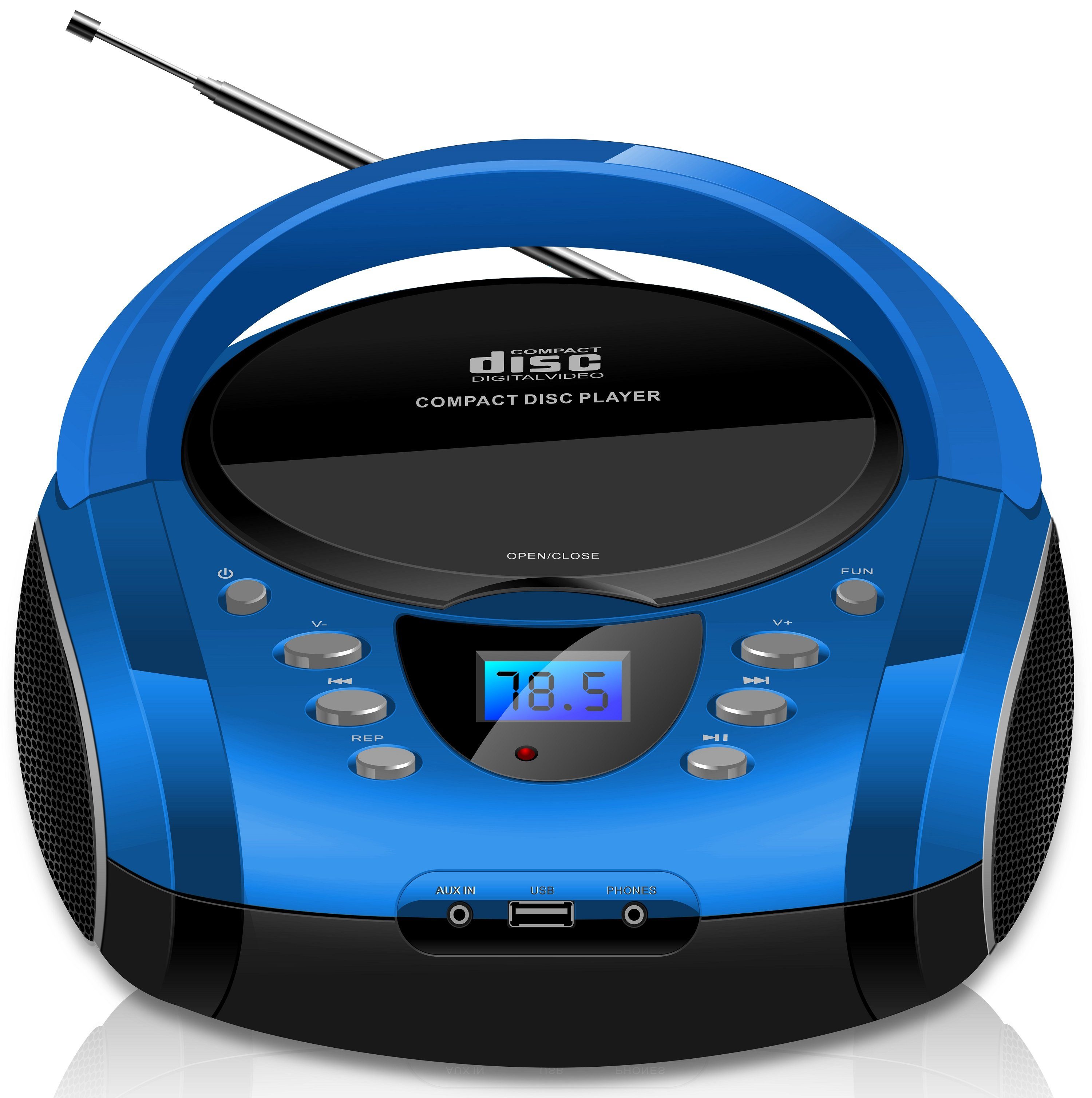 Boombox, tragbarer CD-Player FM CL-710 Cyberlux CD mit Radio Kinder USB) Player Musikbox, (CD, tragbar, MP3