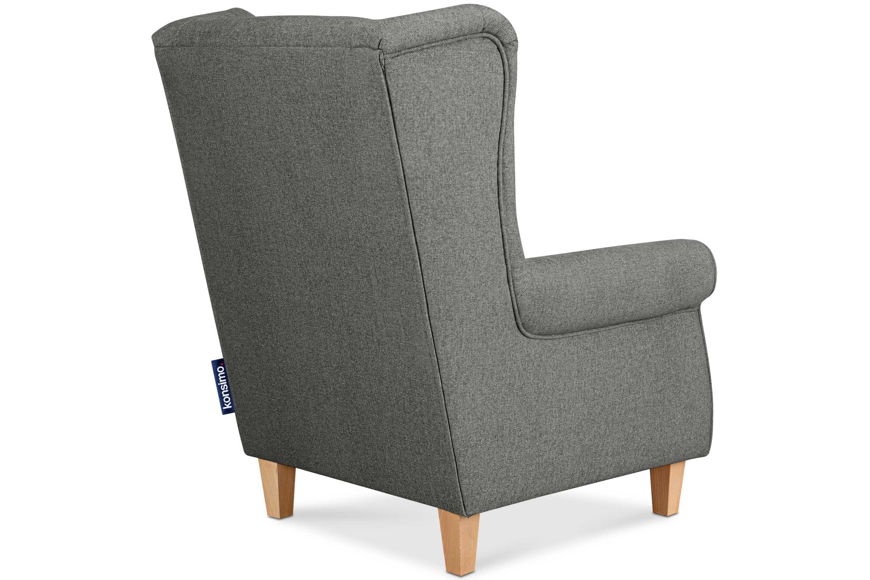 Gepolsterter MILES Konsimo Federn Sessel Sessel, der Ohrensessel Armlehnen, mit Sitzfläche, Massivholzbeine in mit