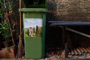 MuchoWow Wandsticker Die mittelalterliche Stadt San Gimignano in der italienischen Region (1 St), Mülleimer-aufkleber, Mülltonne, Sticker, Container, Abfalbehälter