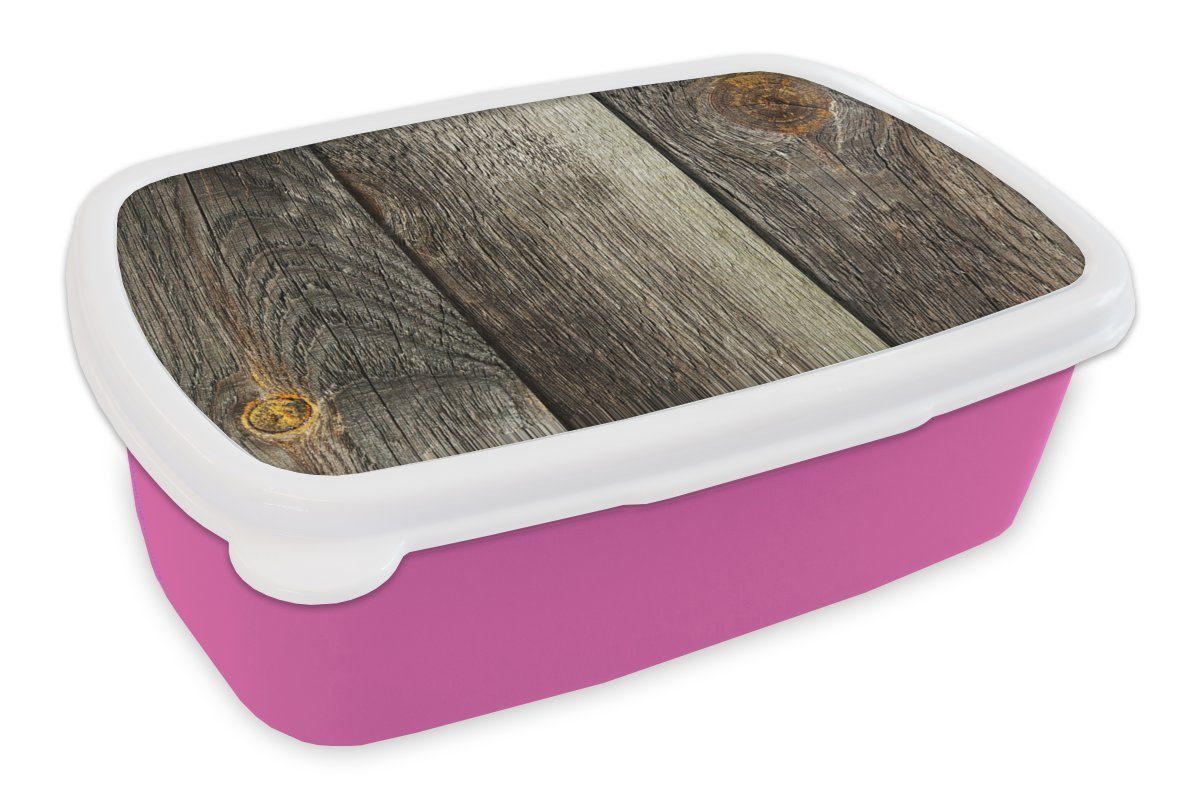 MuchoWow Lunchbox Rost - Regal - Holz - Industriell, Kunststoff, (2-tlg), Brotbox für Erwachsene, Brotdose Kinder, Snackbox, Mädchen, Kunststoff rosa | Lunchboxen