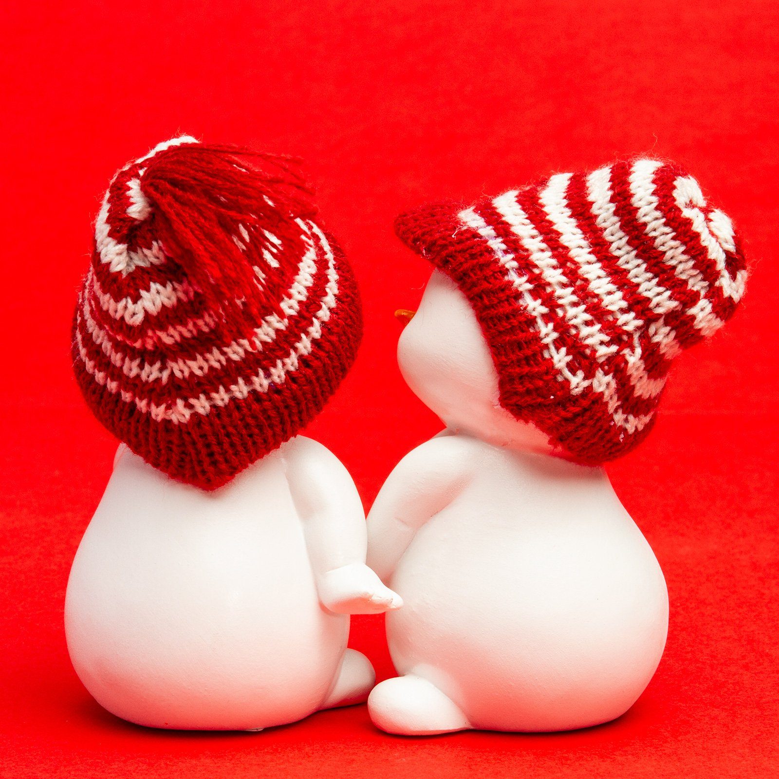 SIKORA Weihnachtsfigur DK32 Schneemann mit Strickmützen für Weihnachten und Winter 2er Set – Bild 3 von 5