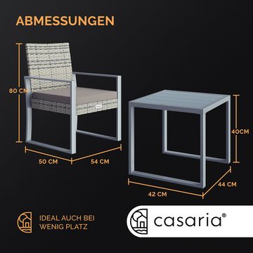 Casaria Balkonset, WPC Tisch 160kg Belastbarkeit Auflagen Höhenverstellbar Wetterfest