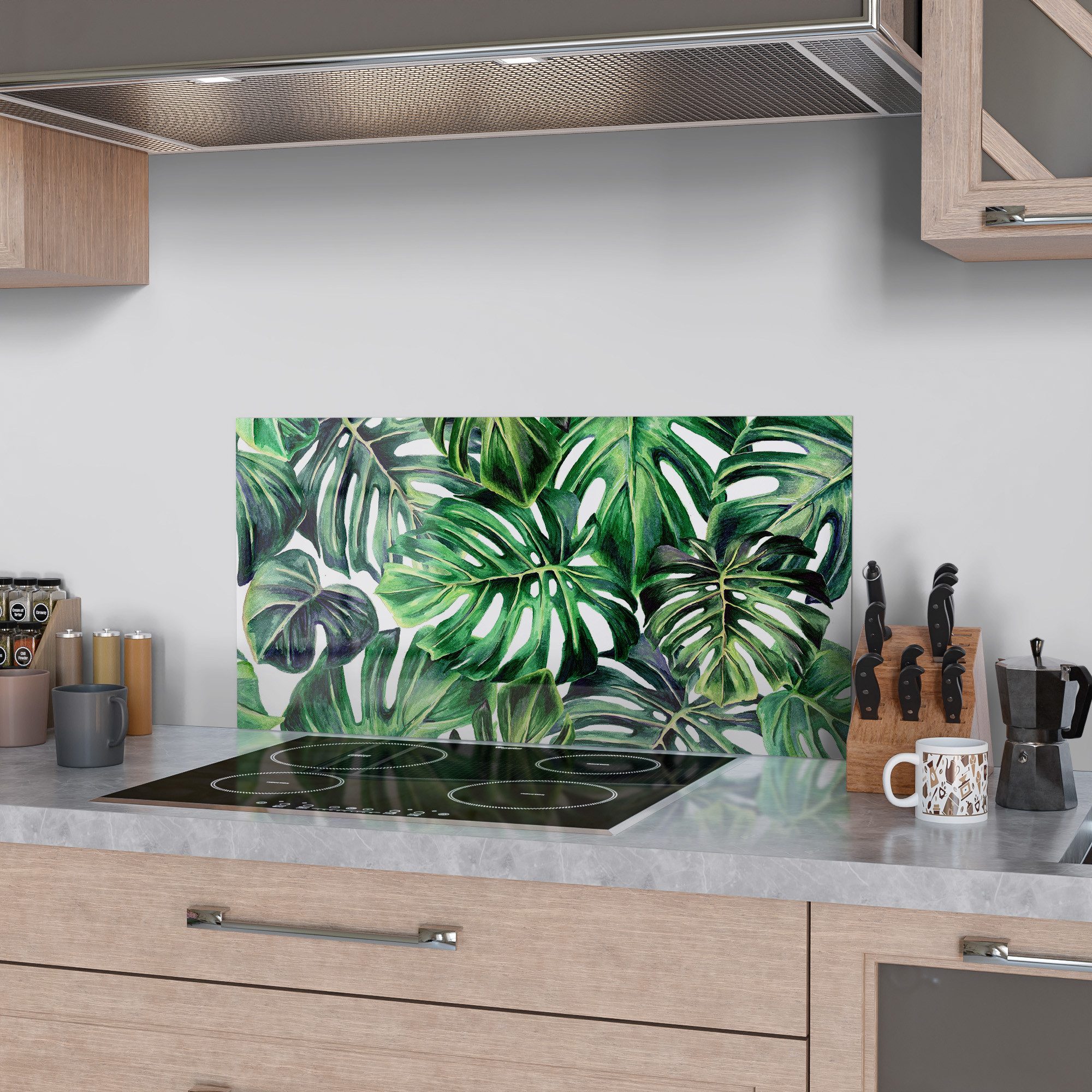 DEQORI Küchenrückwand 'Tropisches Flair', Glas Spritzschutz günstig online kaufen