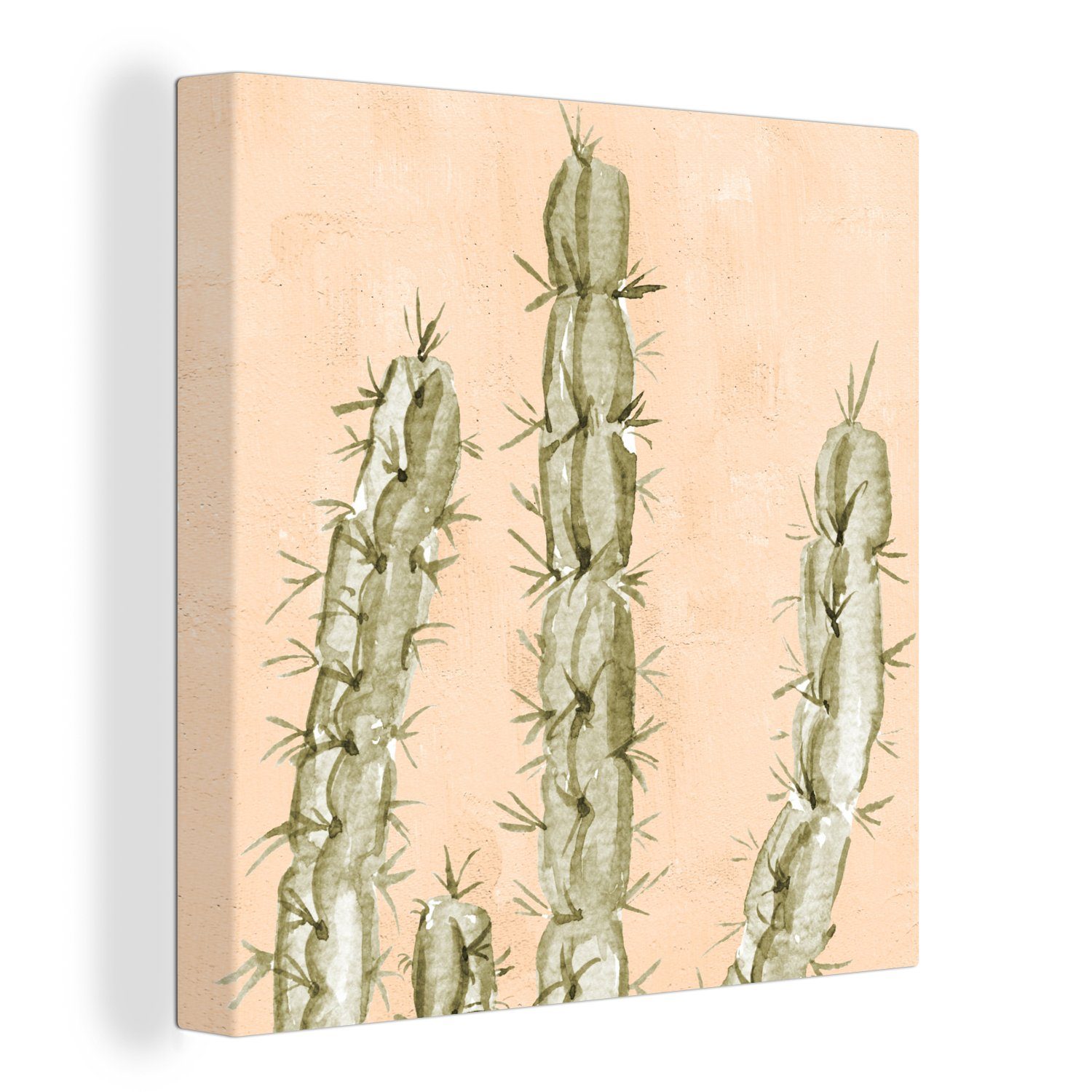 OneMillionCanvasses® Leinwandbild Aquarell für St), - Schlafzimmer Botanisch, - Bilder (1 Böhmisch Wohnzimmer Kaktus - Leinwand