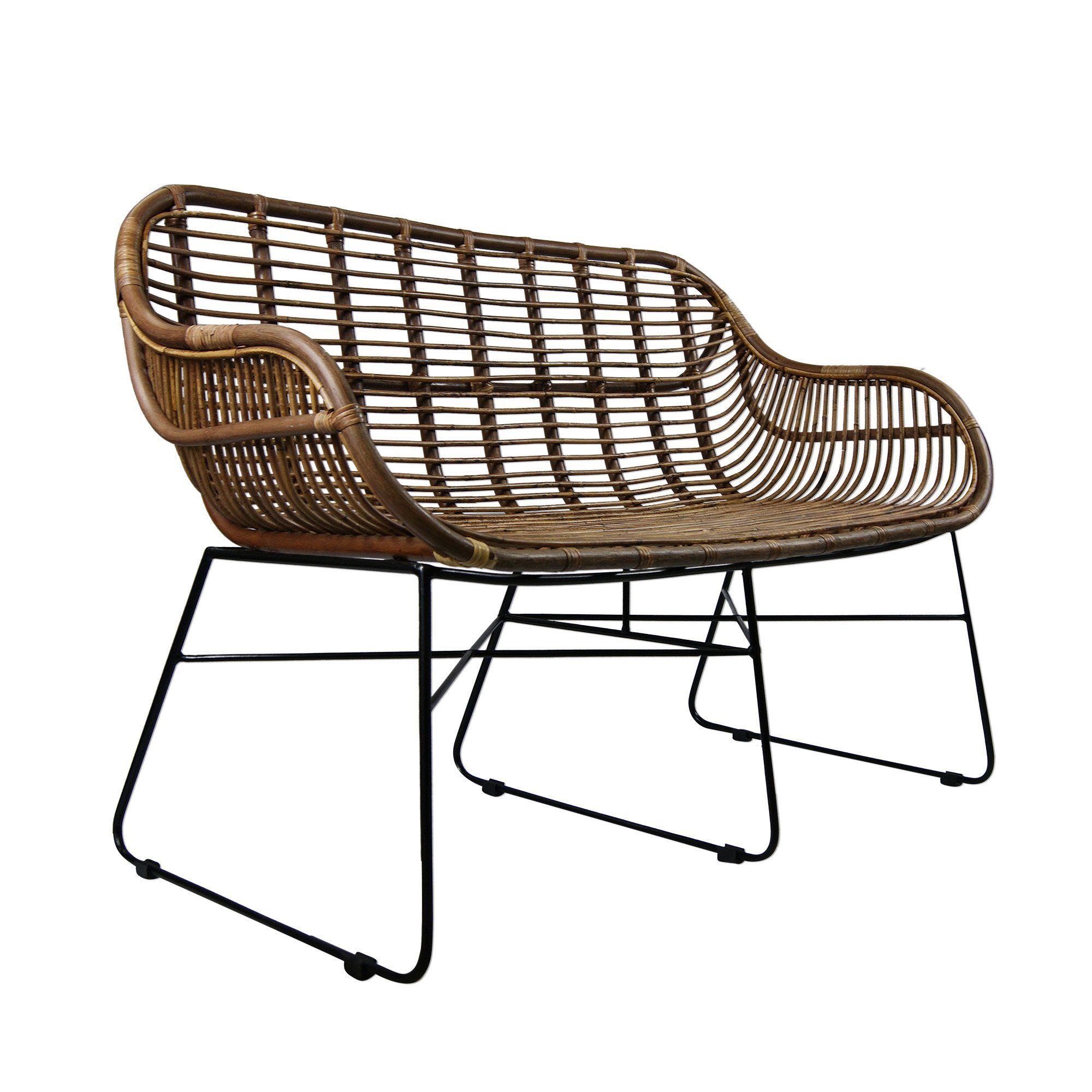 Lycce Rattanstuhl Rattansofa VENUS Korb-Sofa - braun - Retro 50er Lounge Loft