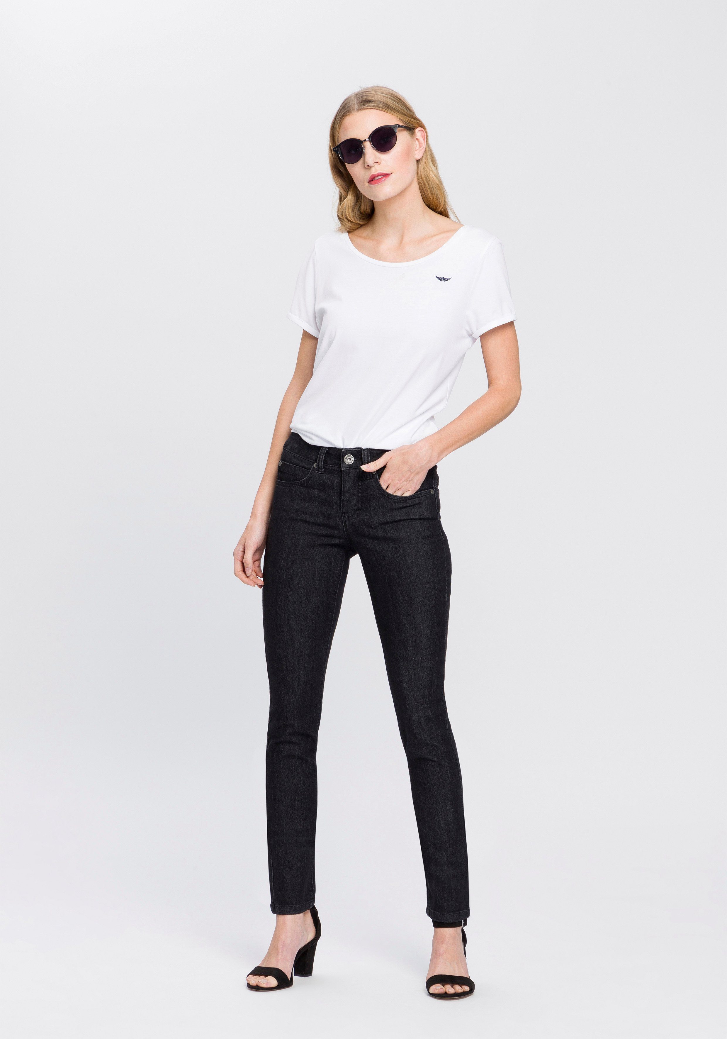 Arizona Skinny-fit-Jeans Mid Shaping black Waist