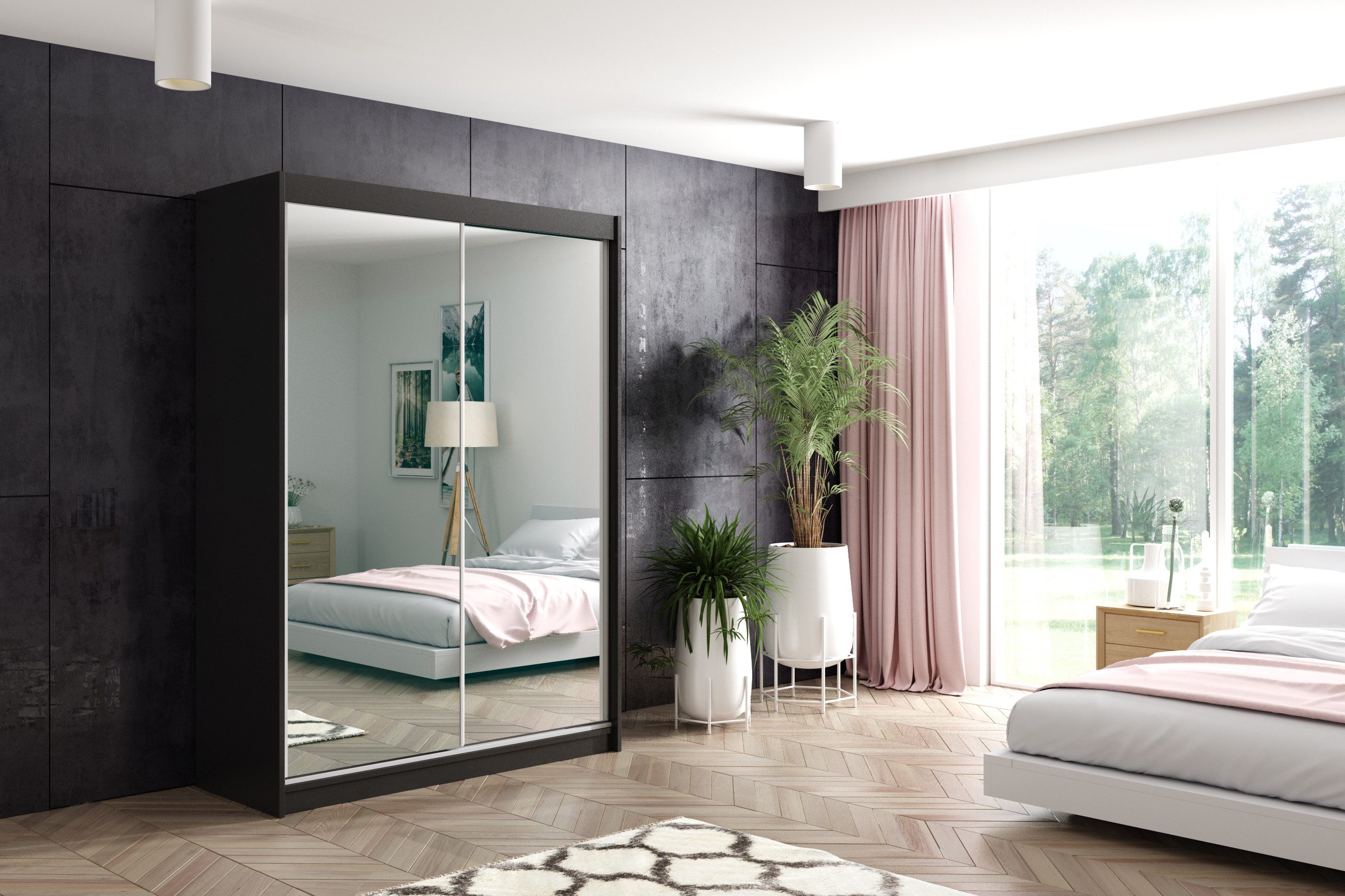 ALTDECOR Schiebetürenschrank DEBI (Kleiderschrank Garderobenschrank mit vie günstig online kaufen