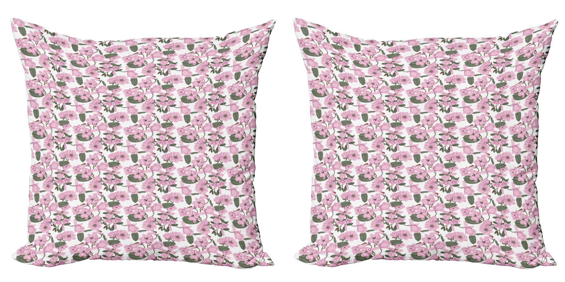 Kissenbezüge Modern Accent Doppelseitiger Digitaldruck, Abakuhaus (2 Stück), Jungle Leaves Magnolias in Rose
