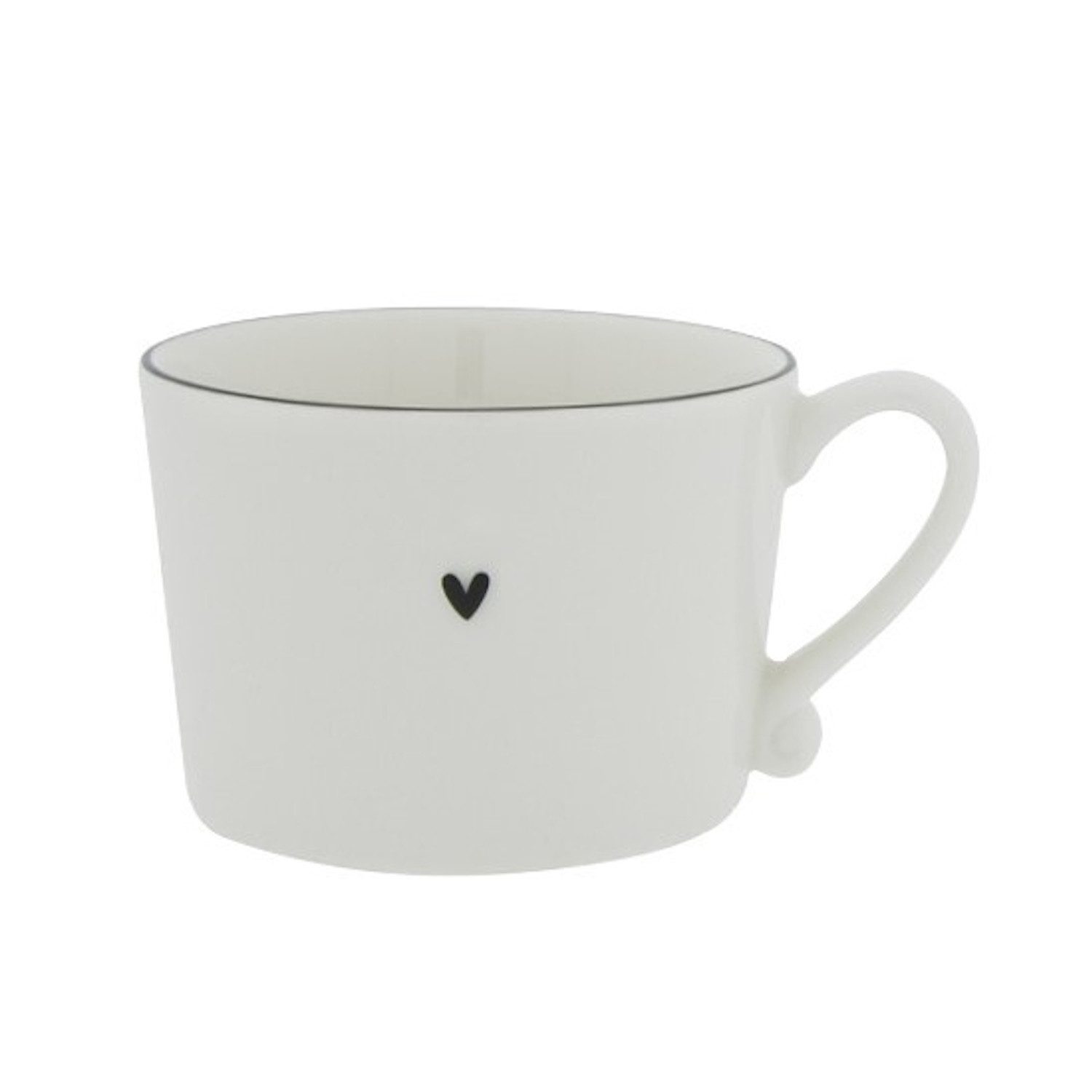 Bastion Collections Tasse Schwarzes Herz, Keramik, Spülmaschinengeeignet, Weiß, Herz, H: 7cm