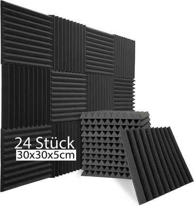 sunnypillow Akustikplatte Akustikschaumstoff Schalldämmmatten zur effektiven Akustik, 24 Stück, 30x30x5cm