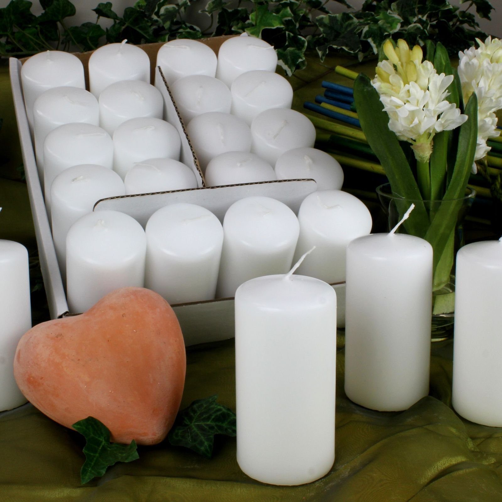 Wenzel Adventskerze Stumpenkerzen Großpackung 100/50 mm weiß 24 Stück von Wenzel