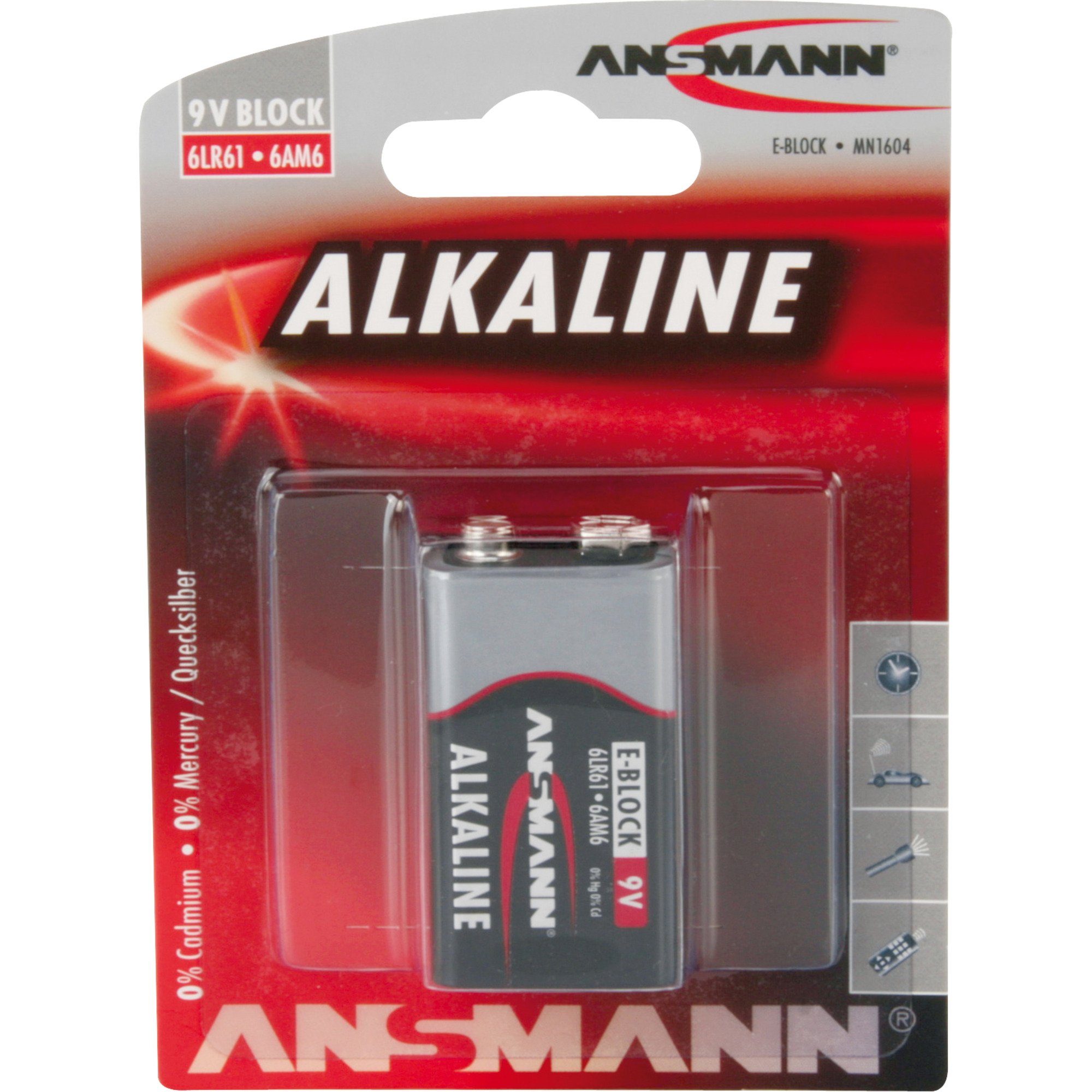 Ansmann Alkaline Red, Batterie, (1 Stück, E-Block) Batterie