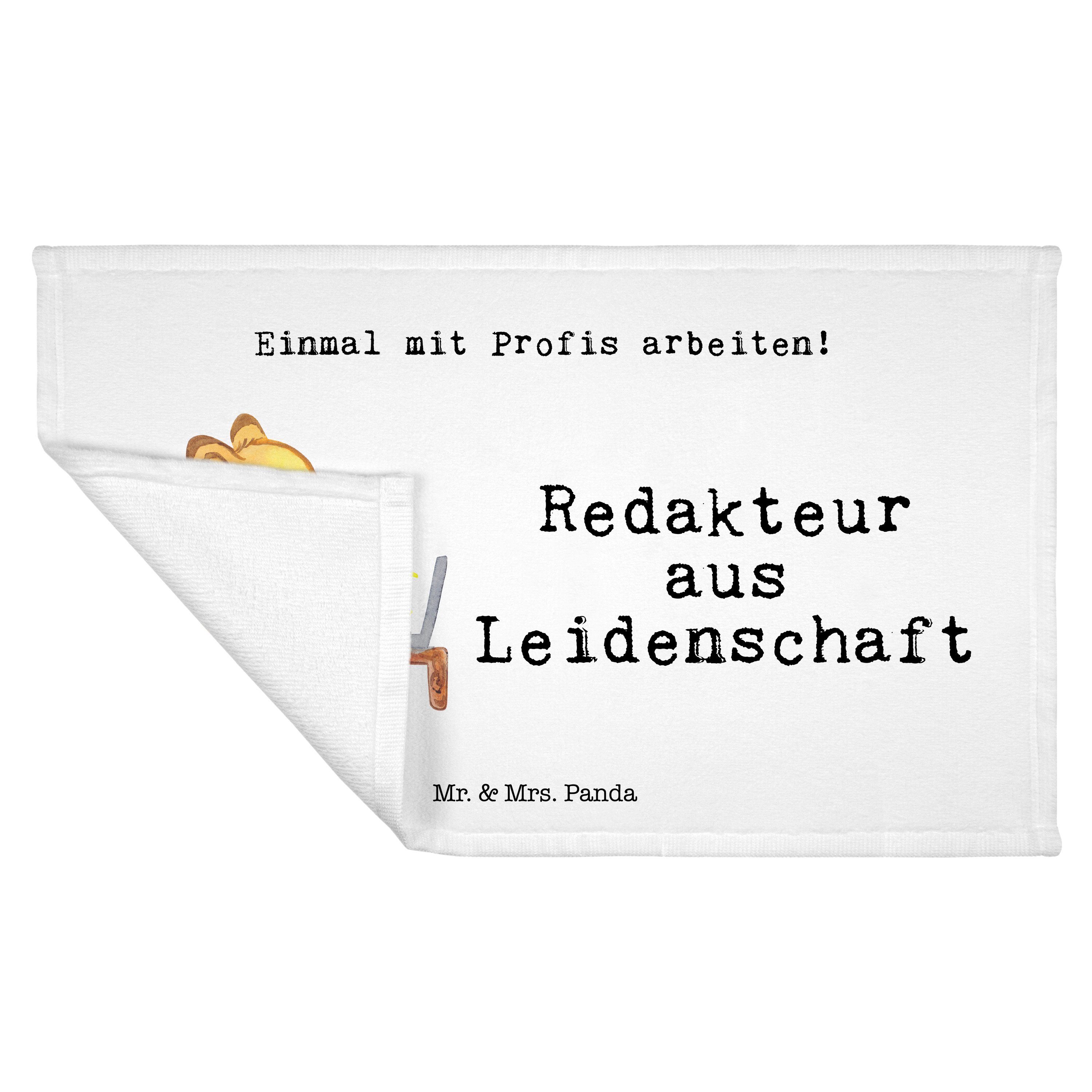 Redakt, Weiß (1-St) Handtuch Mrs. & Redakteur Leidenschaft aus Mr. Geschenk, - Online Referent, Panda -