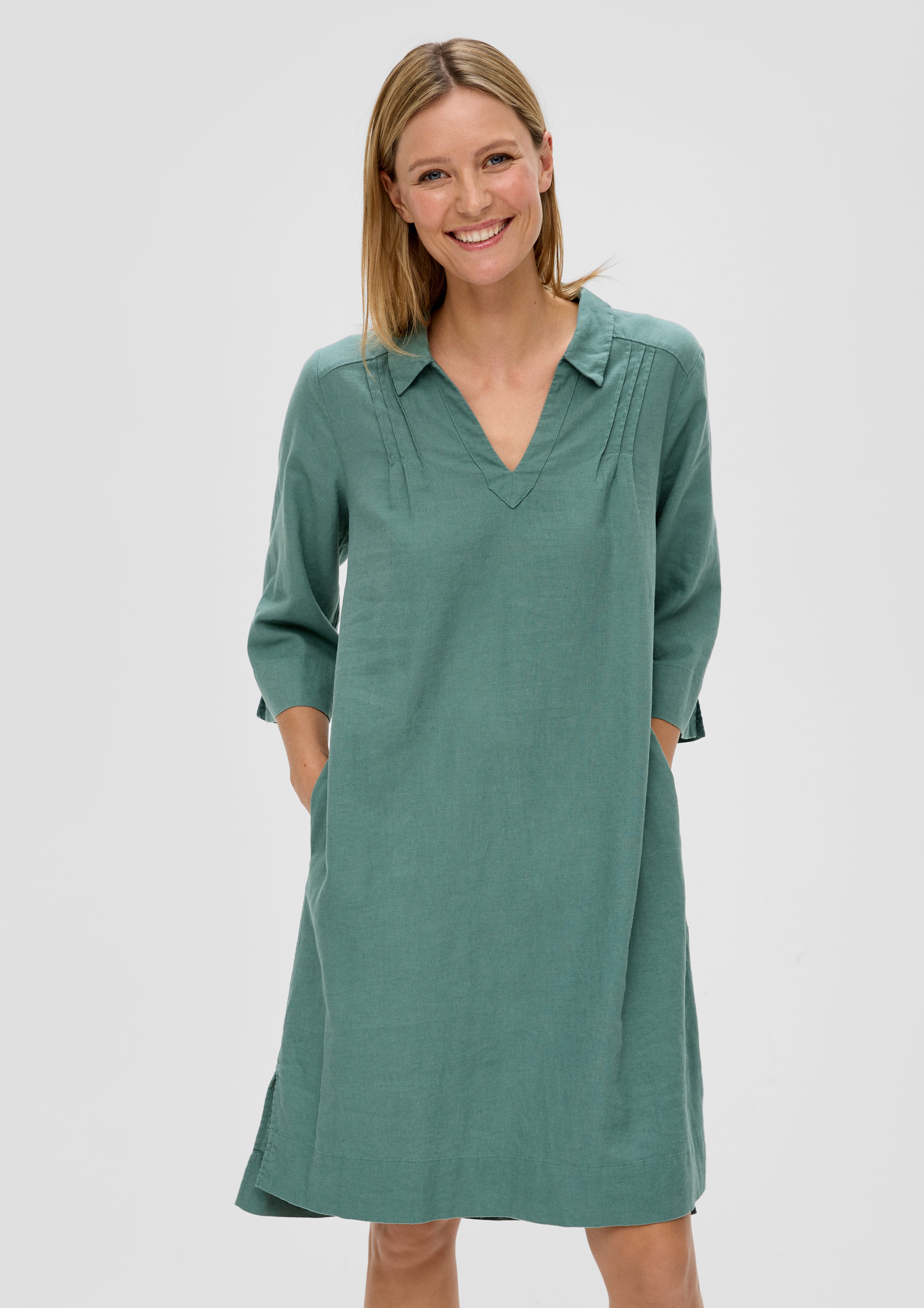 Minikleid Relaxed Fit-Kleid aus Leinenmix