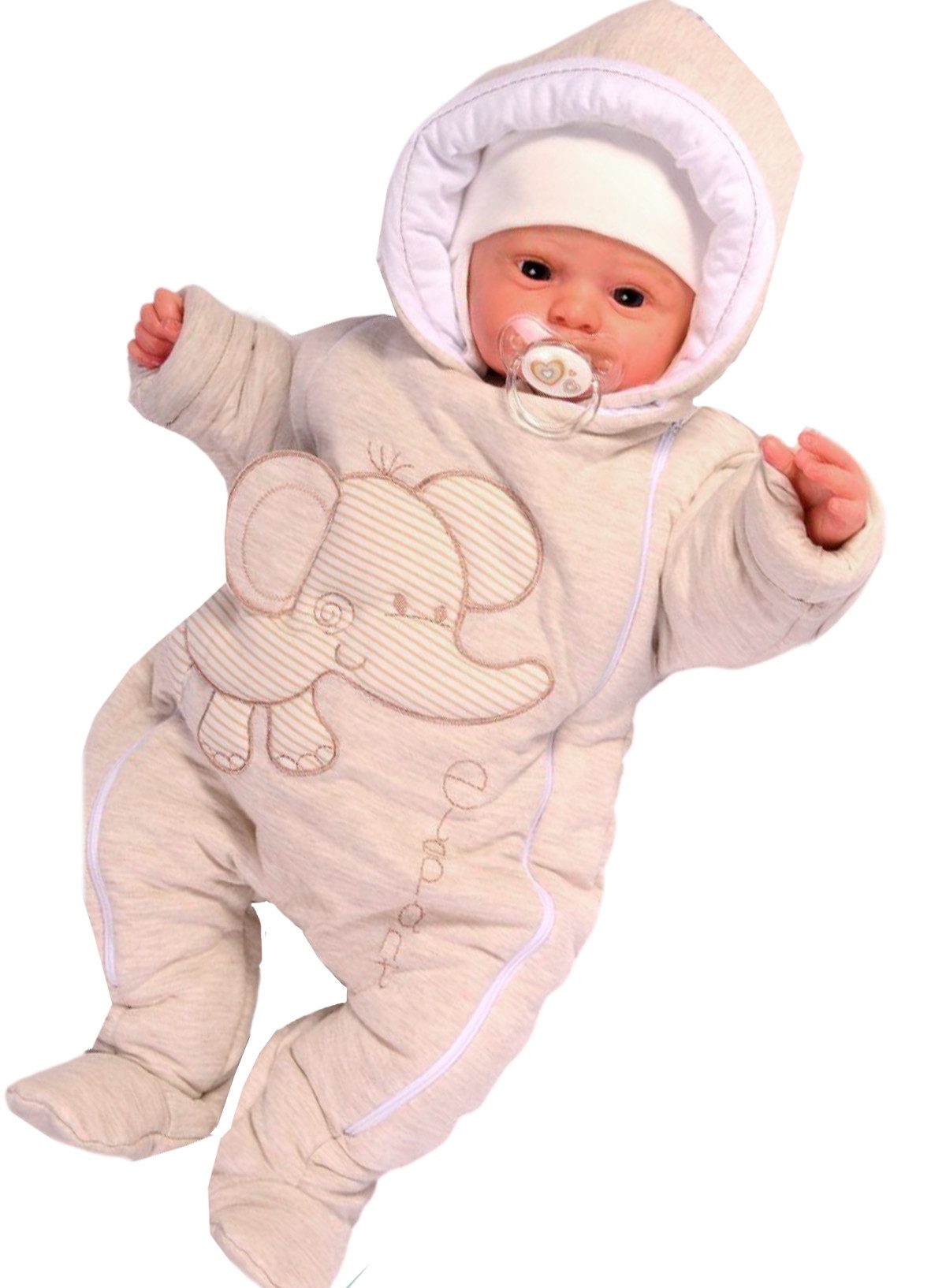 Overall Baby Overall Wagenanzug mit Kapuze Übergangsoverall mit Elefant