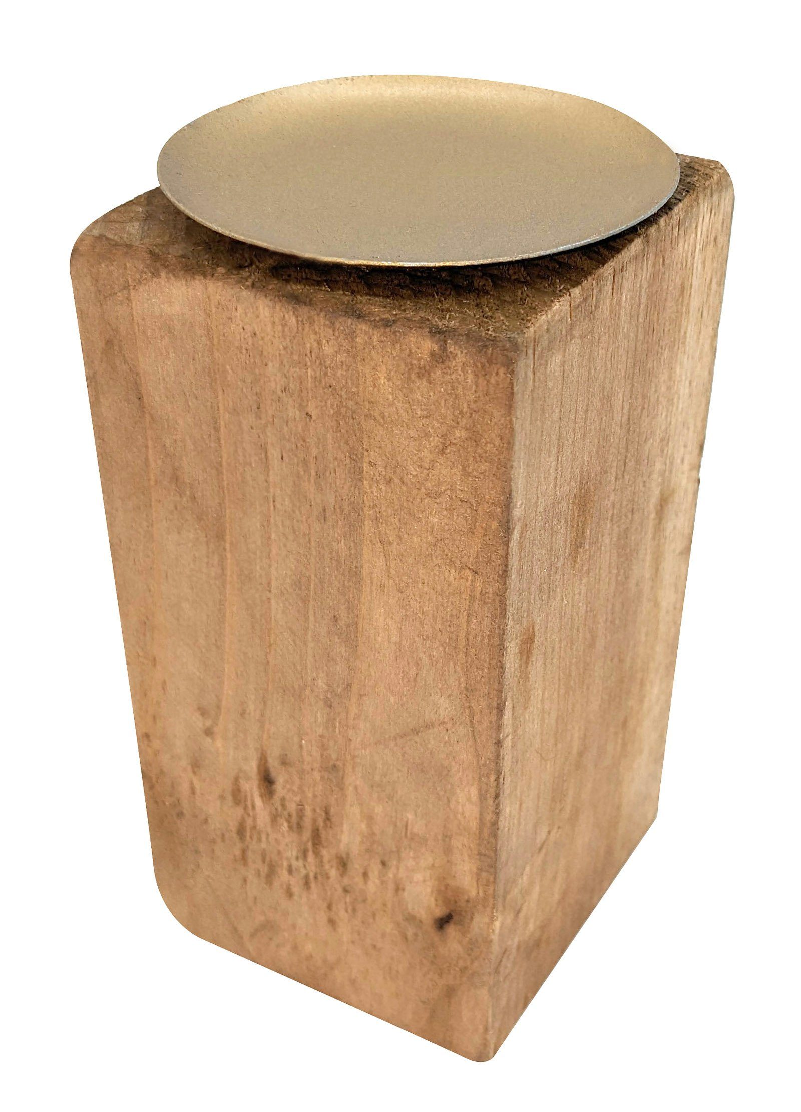 Metall Kerzenteller 2er-Set) Kerzenhalter Tischkerzenhalter Spetebo 2er mit Set Holz (Set, 2 St.,