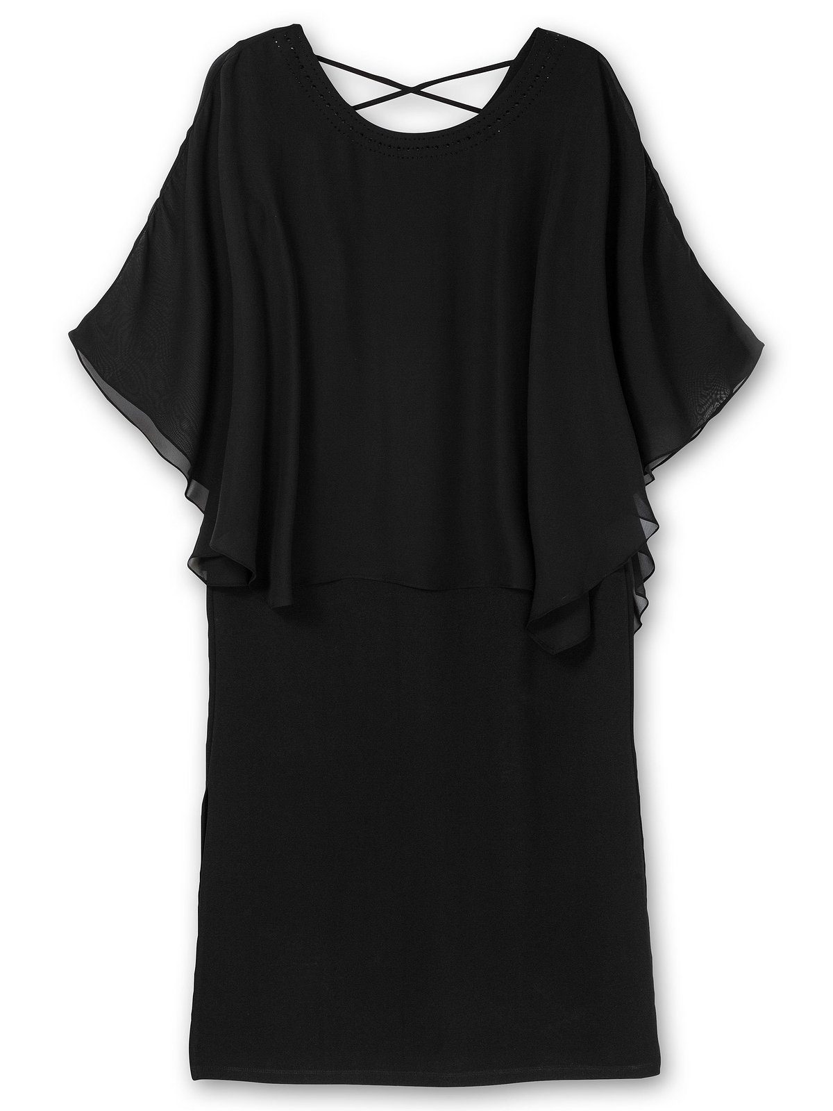 Größen Sheego Lagenlook schwarz Große Abendkleid im