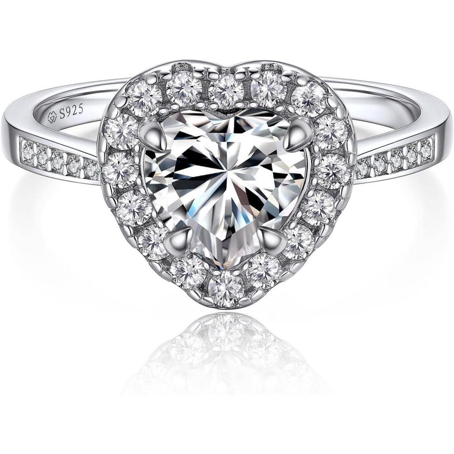 Verlobungsring Verlobungsring Damen Silber 1 Karat Moissainte Ring 925 Halo