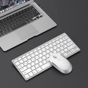 Seenda 2,4G Kleine Ultradünne Funk Tastatur- und Maus-Set, mit USB Empfänger für PC, Desktop, Kompakte Tastatur mit QWERTZ Layout