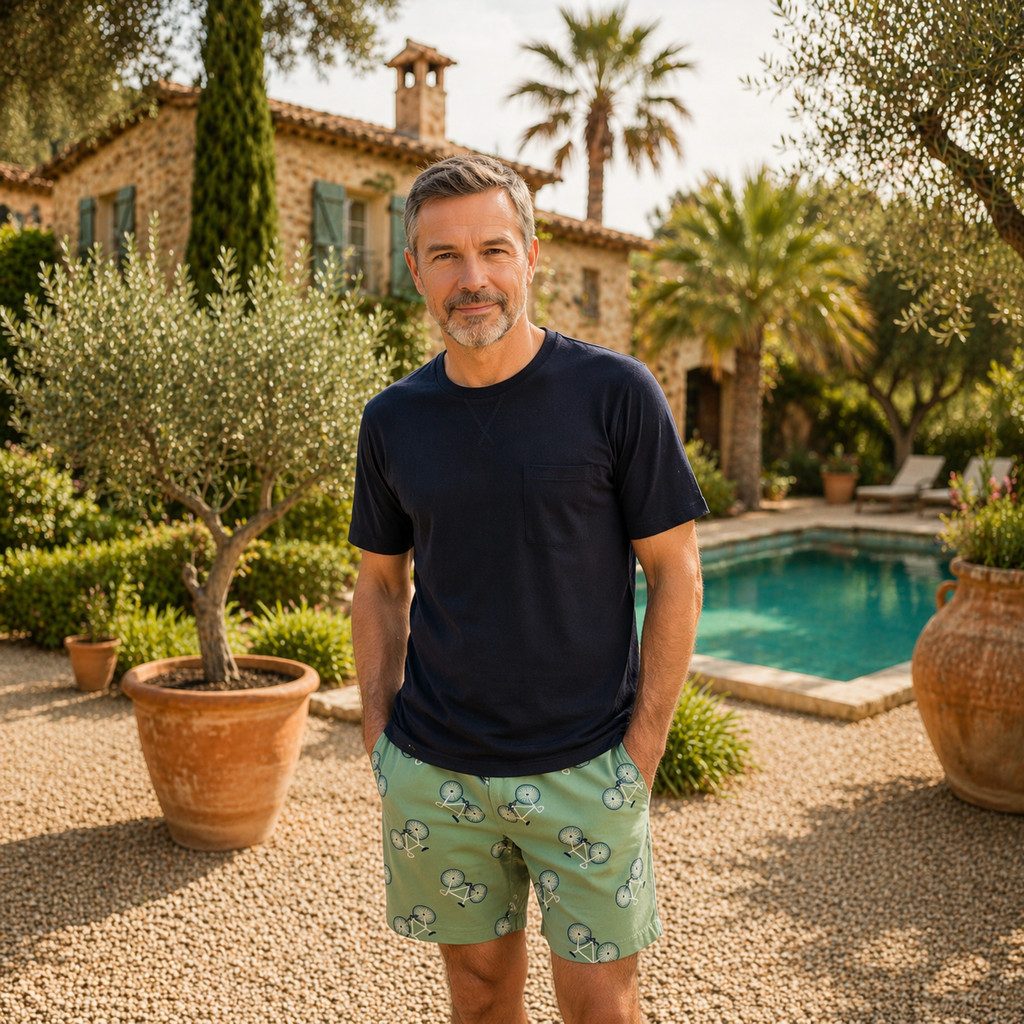 Ringella Shorty mit blauem Oberteil und Bermuda mit Fahrrad-Dessin (2 tlg) 100% Baumwolle