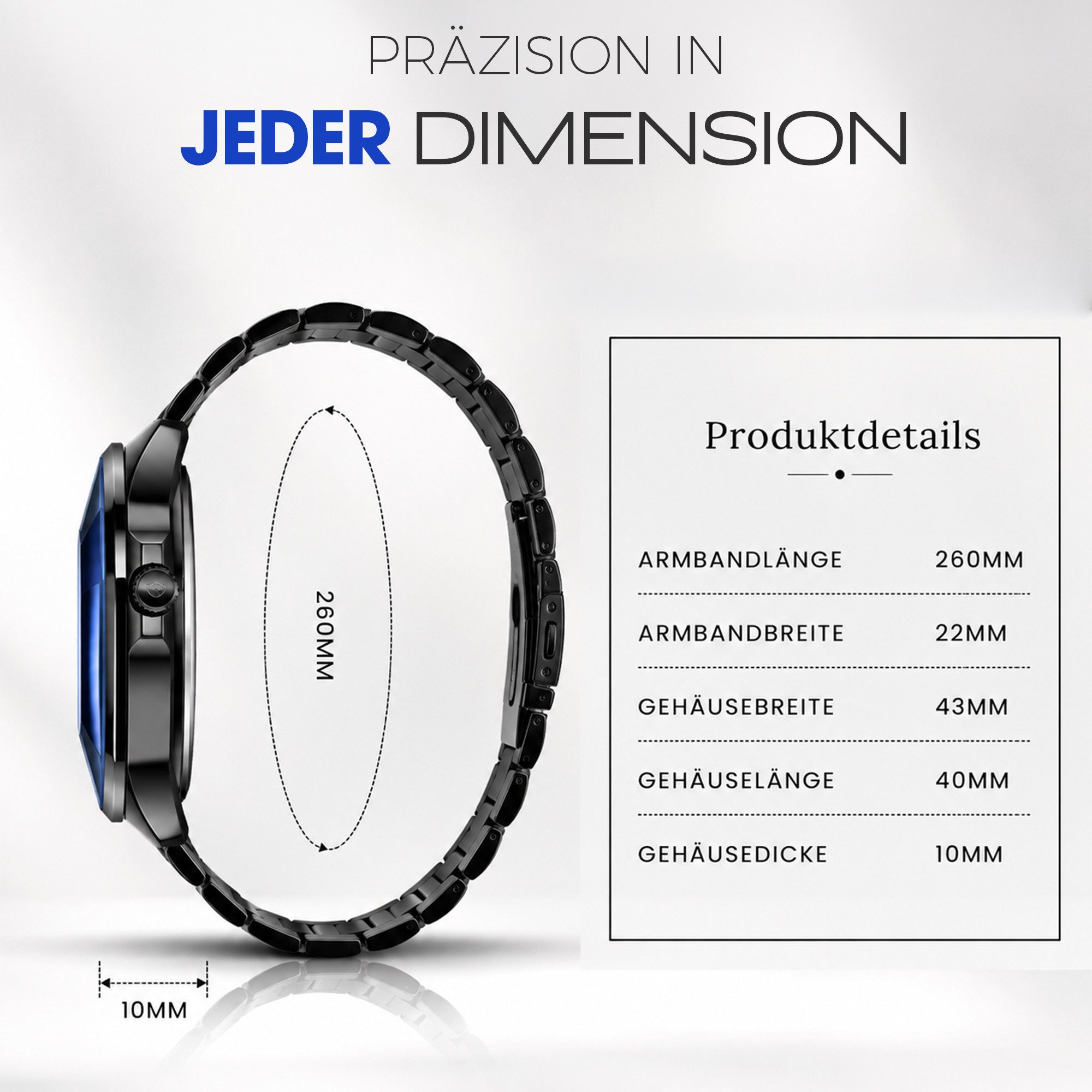 S&T Design Quarzuhr Herren Uhr Edelstahl Armbanduhr Herrenuhr, (Geschenkebox (Etui), inkl. Armbandkürzer & Etui), Männer Uhr 3Bar Wasserdicht Analog Geschenk