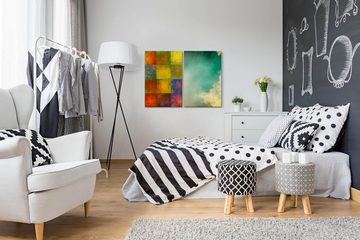 Sinus Art Leinwandbild 2 Bilder je 60x90cm Abstrakt Farbenfroh Bunt Wolken Kunstvoll Dekorativ Modern