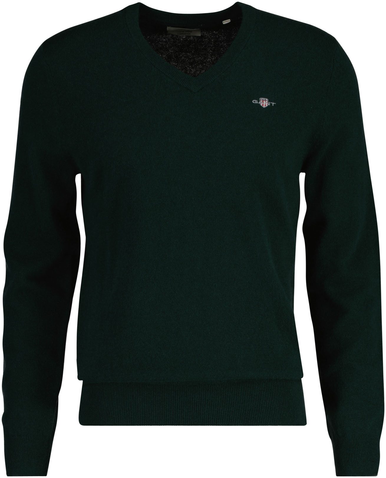 Gant V-Ausschnitt-Pullover EXTRAFINE LAMBSWOOL V-NECK mit Logostickerei günstig online kaufen