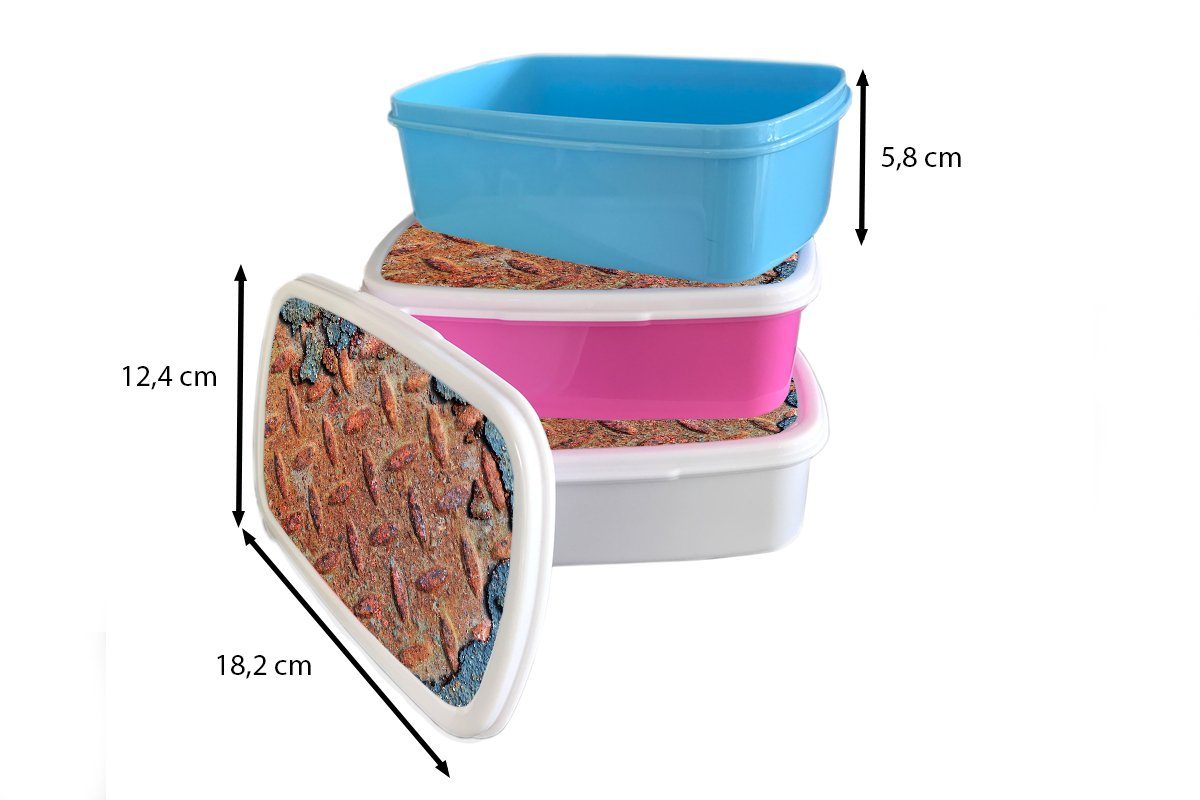 MuchoWow Lunchbox Diamantplatte Brotbox Rost - Mädchen, - Snackbox, rosa für Brotdose (2-tlg), Kunststoff Kunststoff, Erwachsene, - Vintage, Beton Kinder