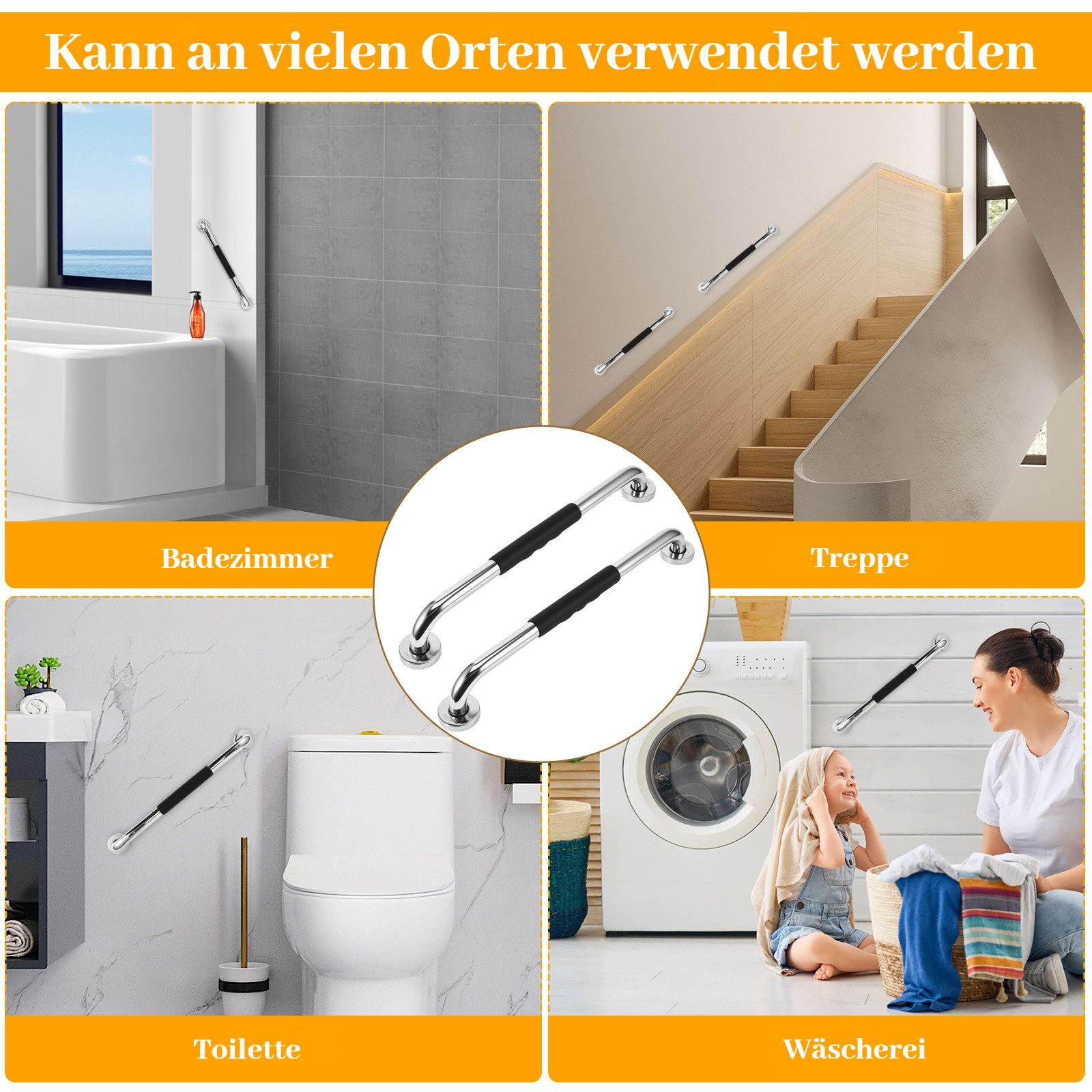 BlingBin Haltegriff Dusch-Haltegriffe für Senioren, Badewannen, Toiletten und Duschen, belastbar bis 200 kg, Badewannengriff für WC Bad und für Menschen mit Beh – Bild 3 von 5