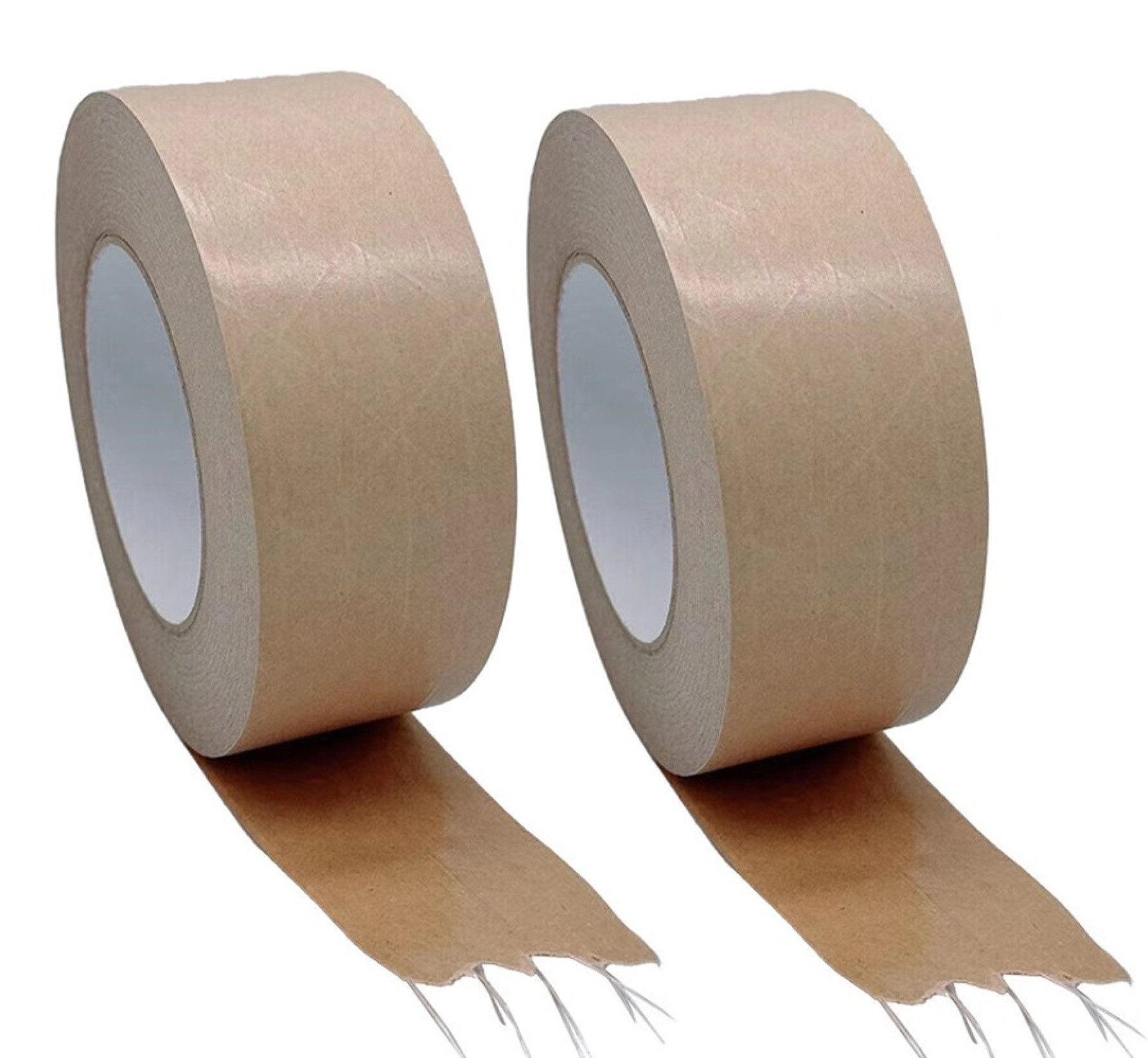 Klebeband 2 Rollen Packband Papier 50mm x 50m, FADENVERSTÄRKT - 130µ - Starke