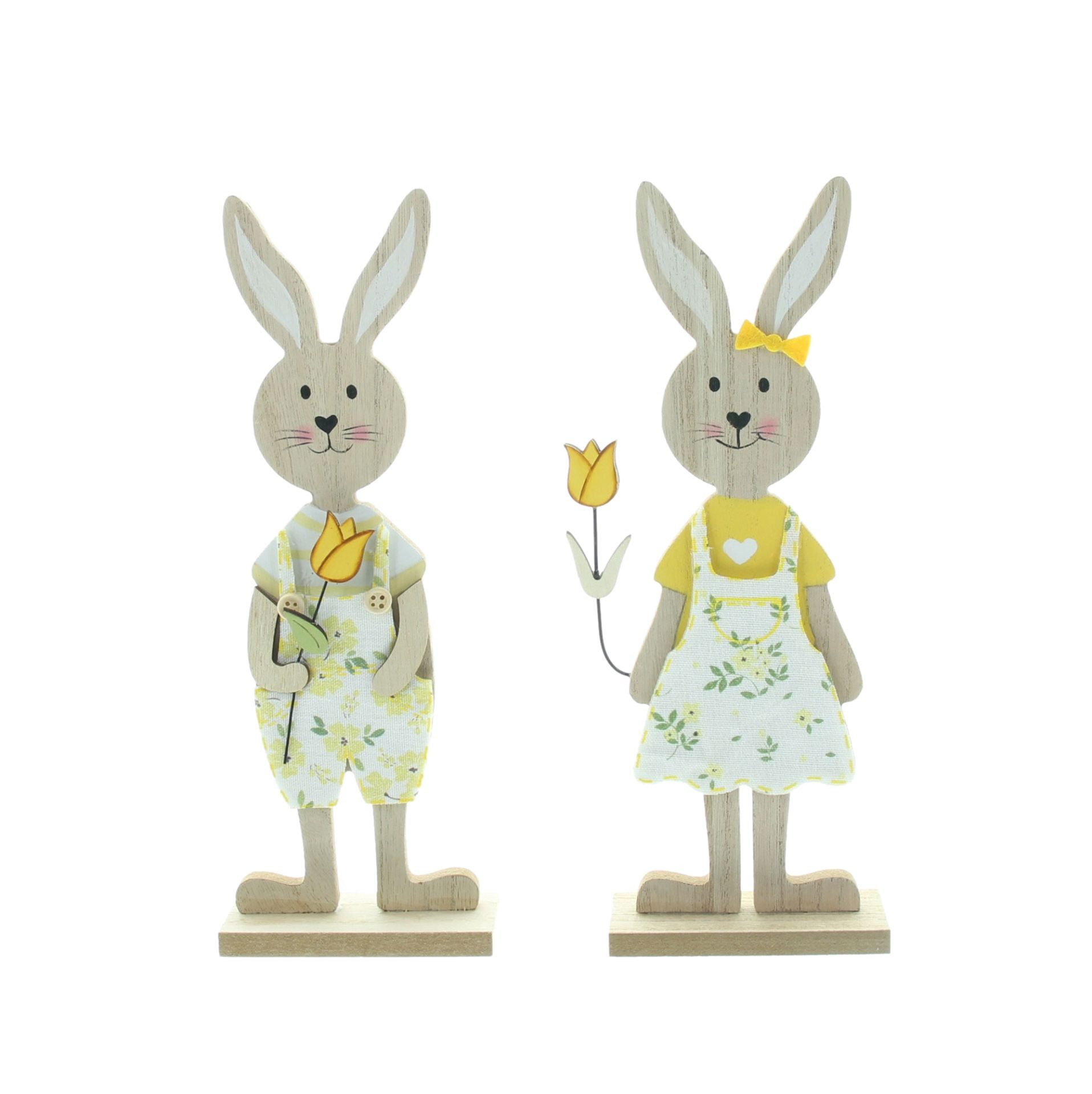 Home-trends24.de Osterhase Hase Osterhase Tulpe Ostern Figur Aufsteller 2er-Set 27 cm (2 St)